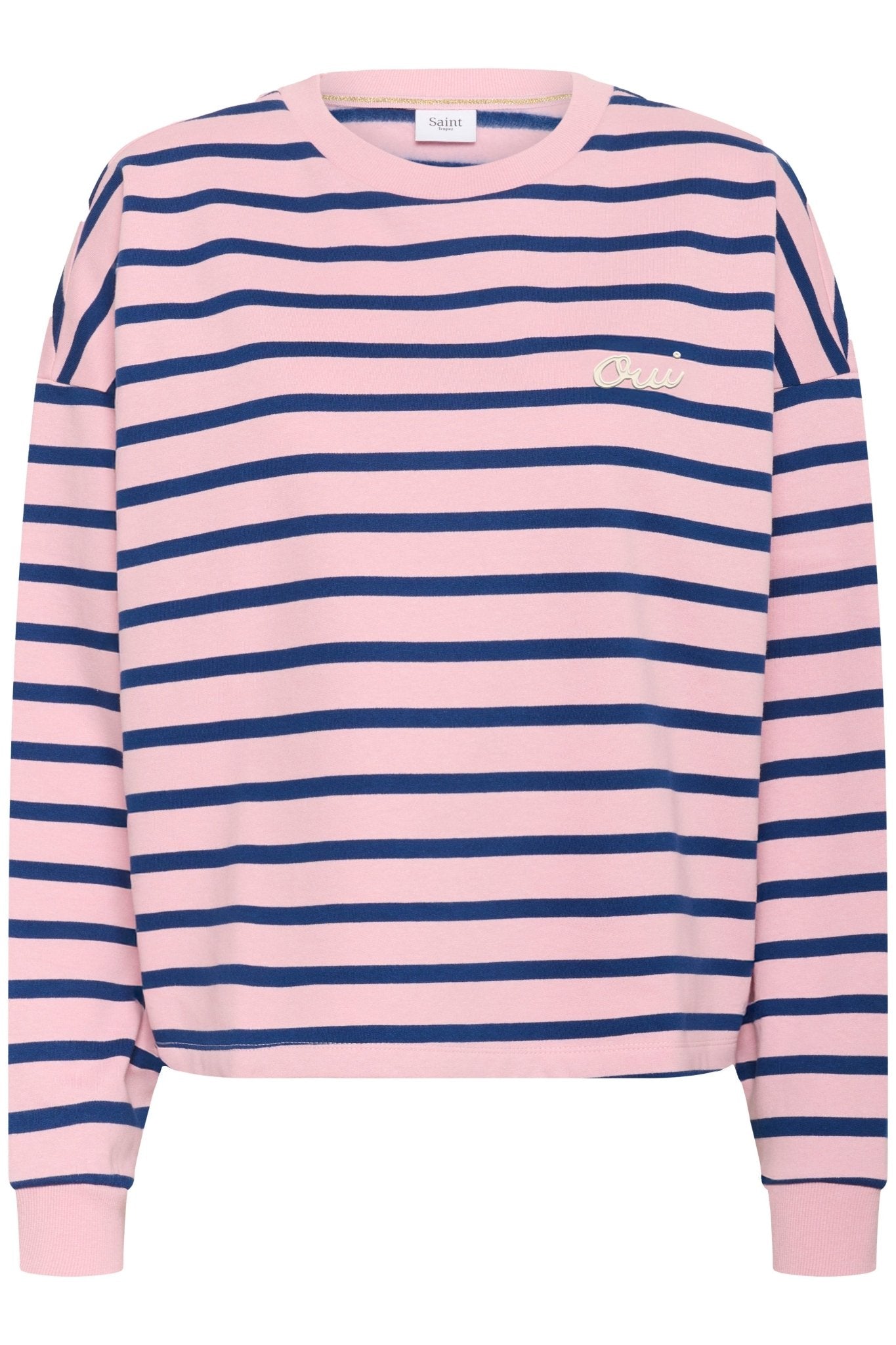 picture of Saint Tropez Osiria Sweatshirt - Pink Nectar Navy Stripe - Number Two - womens - clothing - Saint Tropez 4