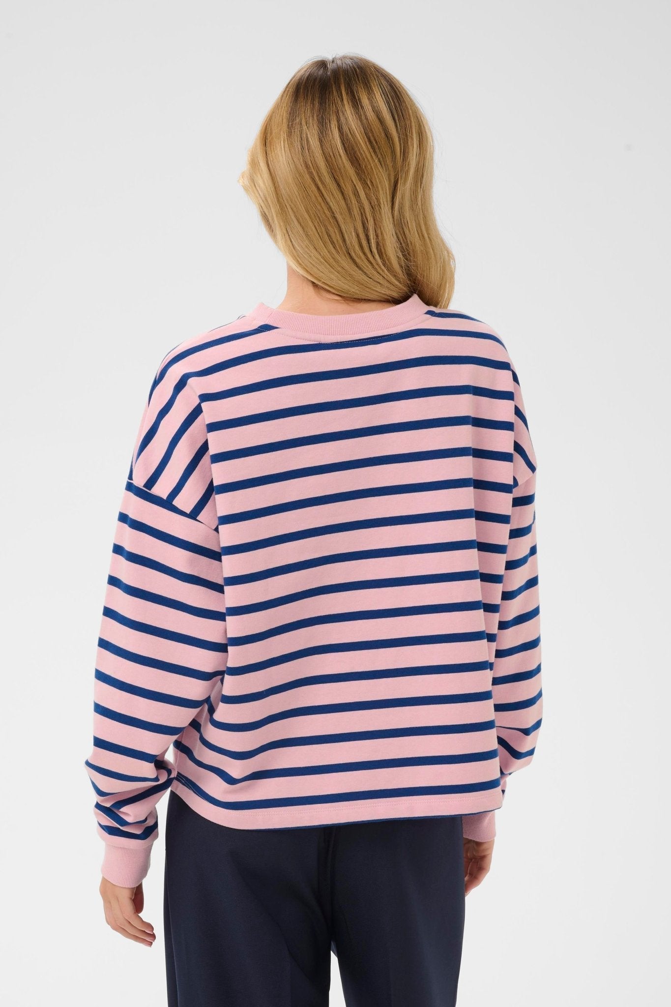 picture of Saint Tropez Osiria Sweatshirt - Pink Nectar Navy Stripe - Number Two - womens - clothing - Saint Tropez 3
