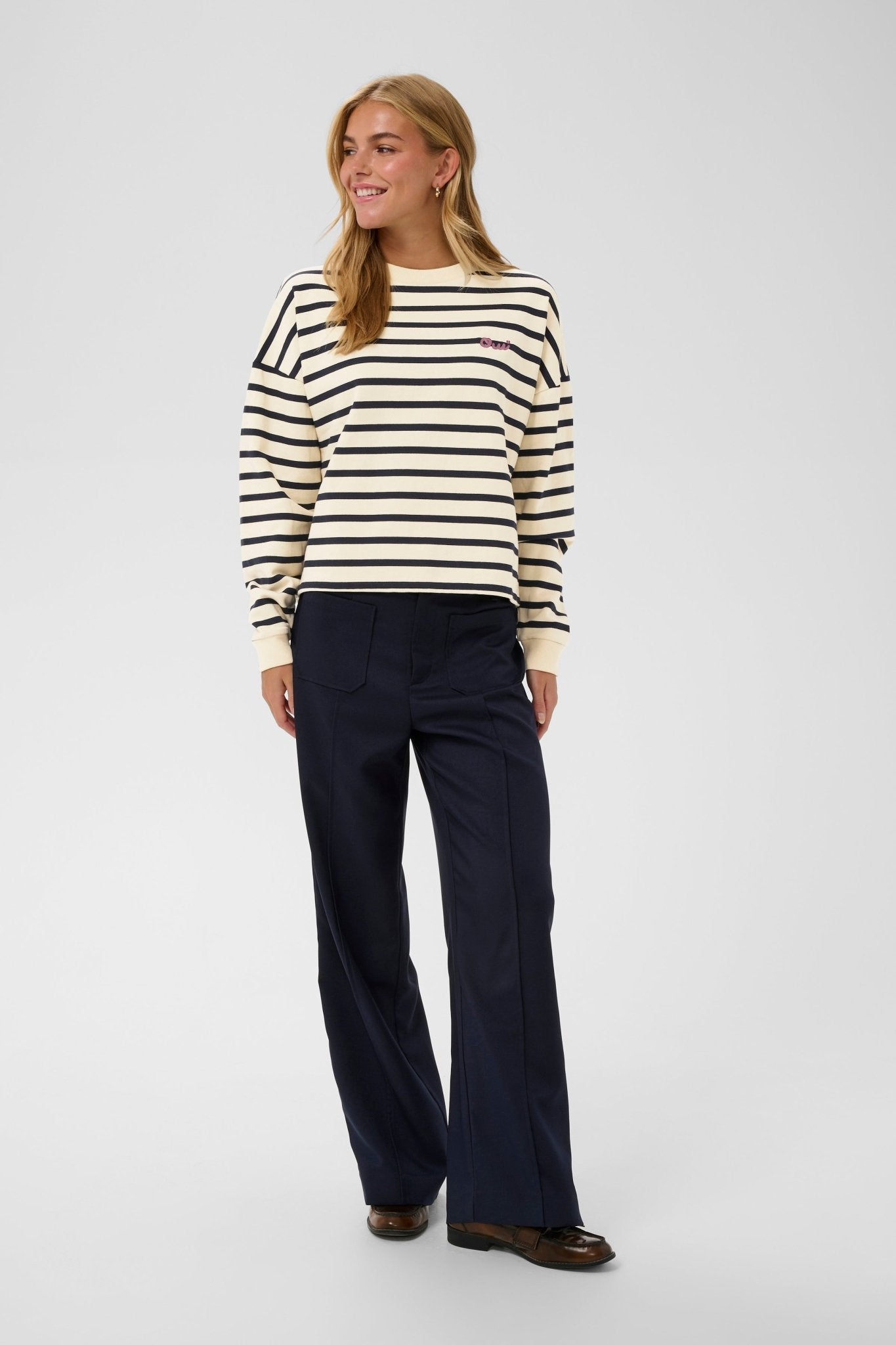 picture of Saint Tropez Osiria Sweatshirt - Seedpearl Night Sky Stripe - Number Two - womens - clothing - Saint Tropez 1