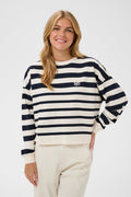 picture of Saint Tropez Philene Sweatshirt - NightSky Irregular Stripe - Number Two - womens - fashion - clothing - Saint Tropez 1