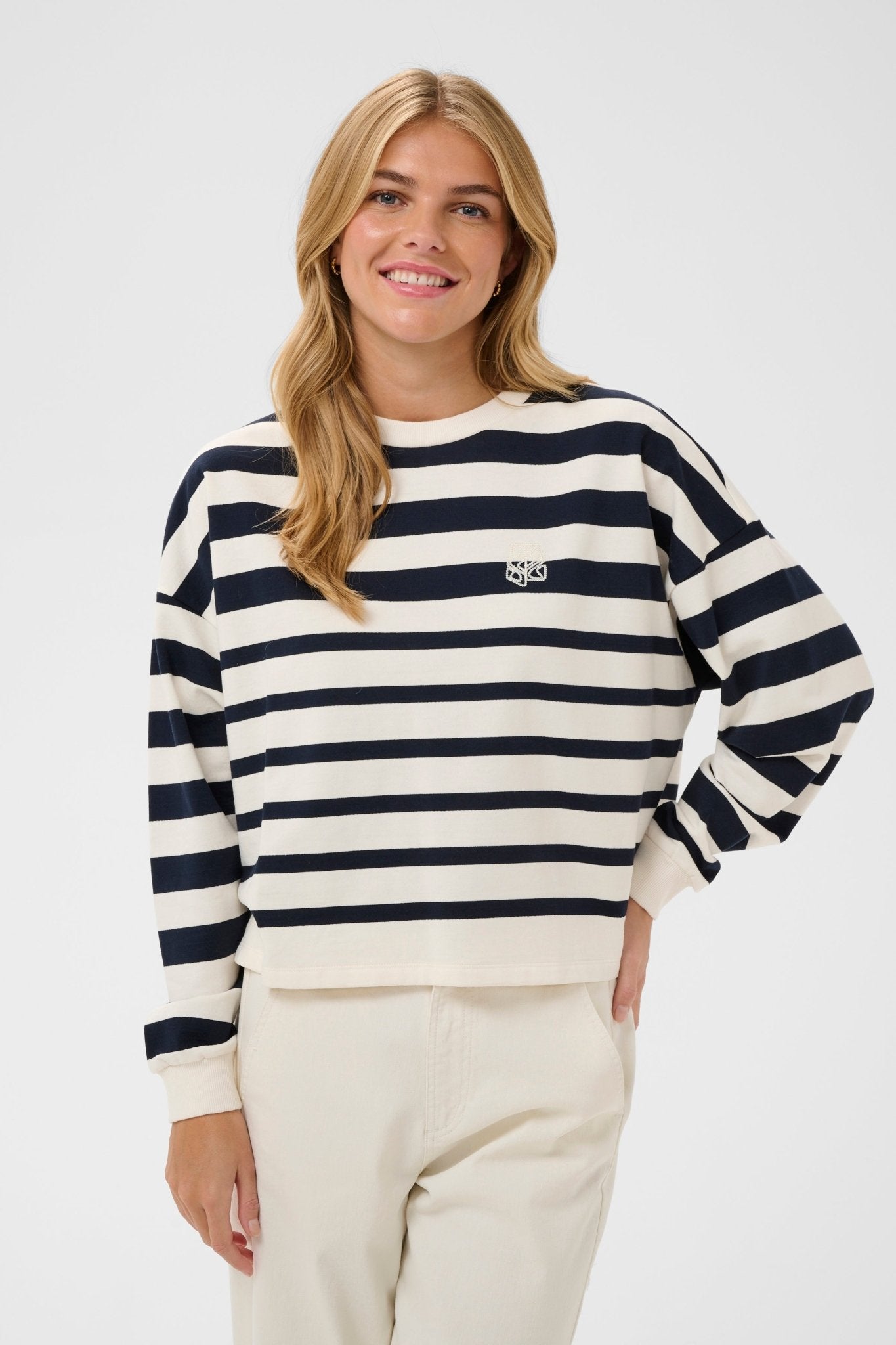 picture of Saint Tropez Philene Sweatshirt - NightSky Irregular Stripe - Number Two - womens - fashion - clothing - Saint Tropez 1