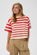 picture of Saint Tropez Philene S/S Sweatshirt - Valiant Poppy Irregular Stripe - Number Two - womens - fashion - clothing -1