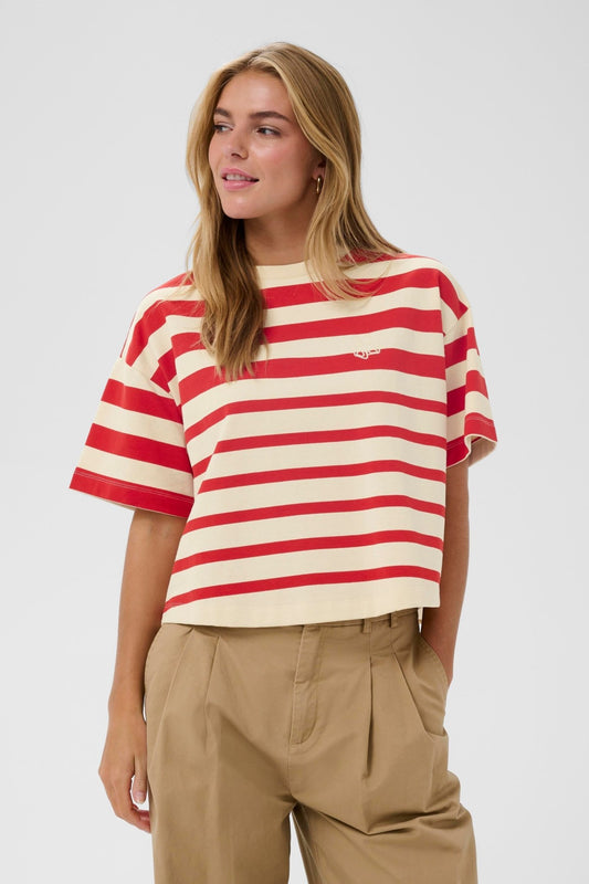 picture of Saint Tropez Philene S/S Sweatshirt - Valiant Poppy Irregular Stripe - Number Two - womens - fashion - clothing -1