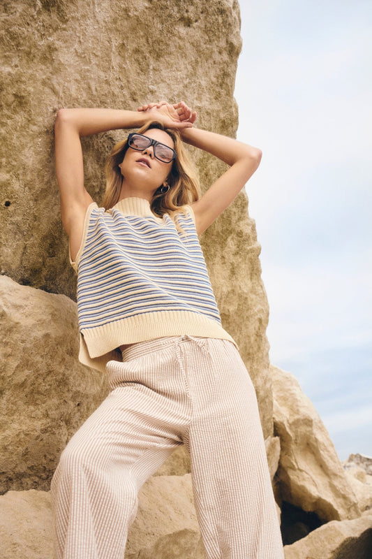 picture of Saint Tropez Riley Pullover - Vallarta Turtledove Stripe - Number Two - womens - fashion - clothing - Saint Tropez 1