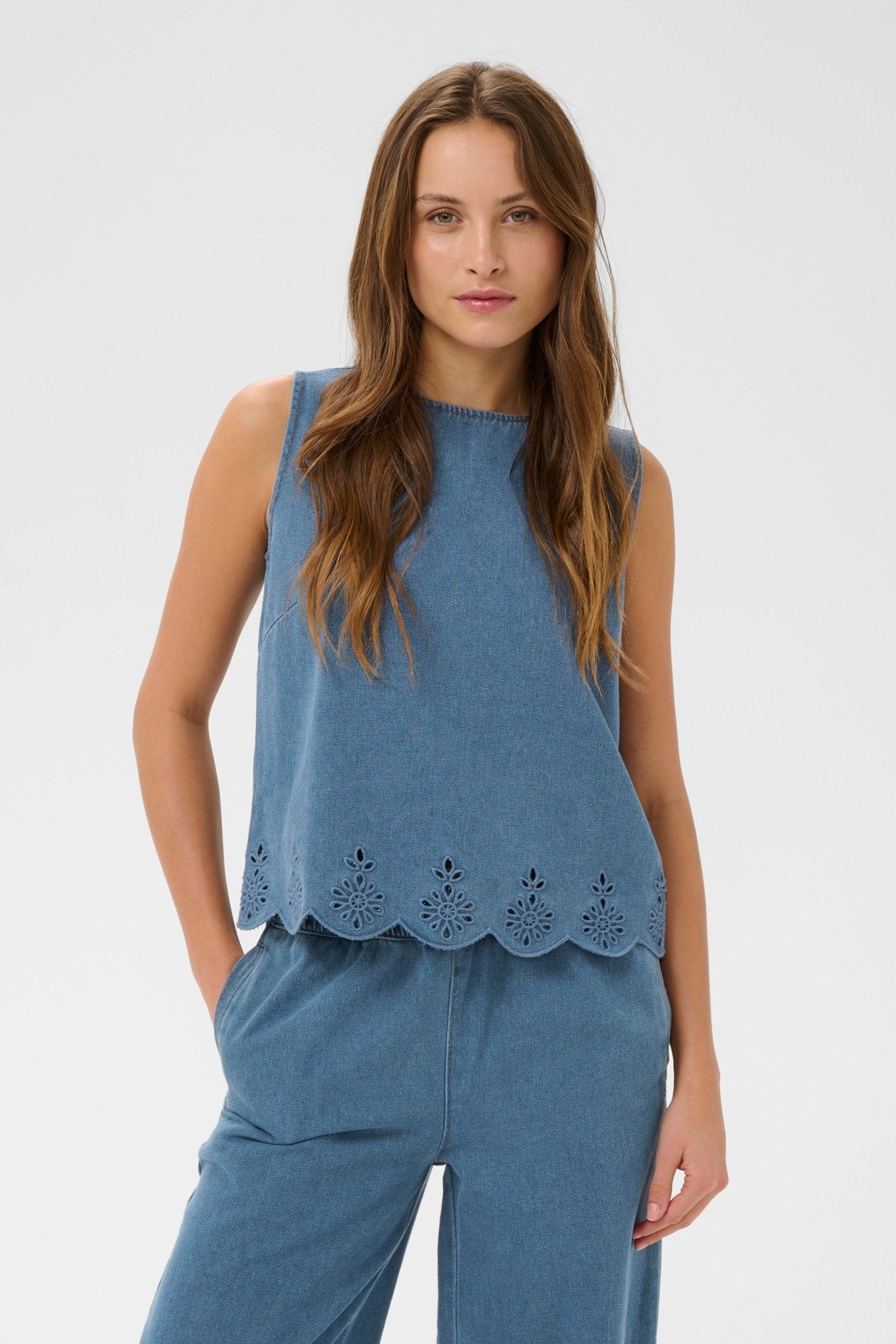 picture of Saint Tropez Rozlynn Blouse - Medium Blue Denim - Number Two - womens - fashion - clothing - Saint Tropez 1