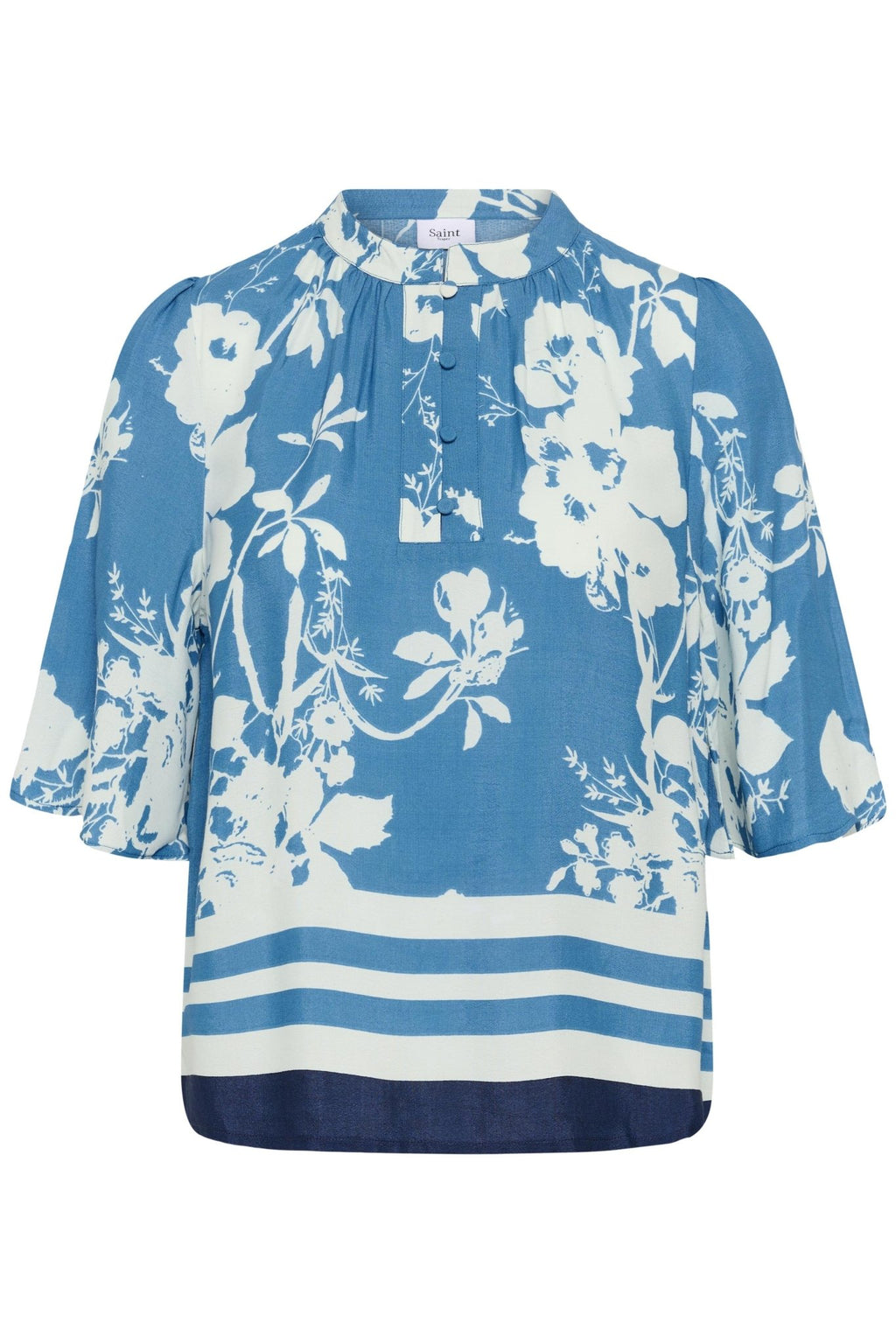 picture of Saint Tropez Rashesa Blouse - Vallarta Blue Flower Bouquet - Number Two - womens - fashion - clothing - Saint Tropez 4