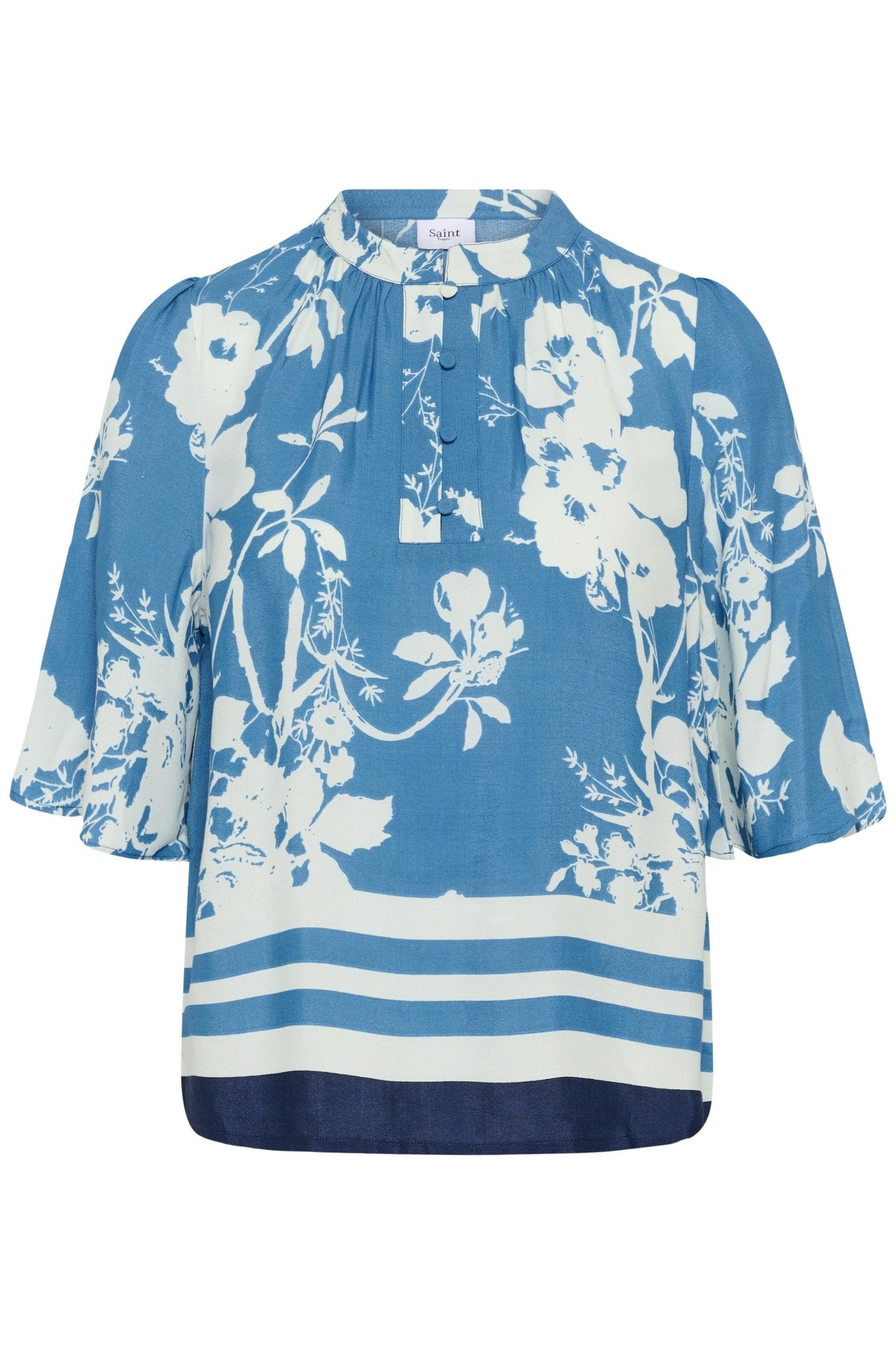 picture of Saint Tropez Rashesa Blouse - Vallarta Blue Flower Bouquet - Number Two - womens - fashion - clothing - Saint Tropez 4