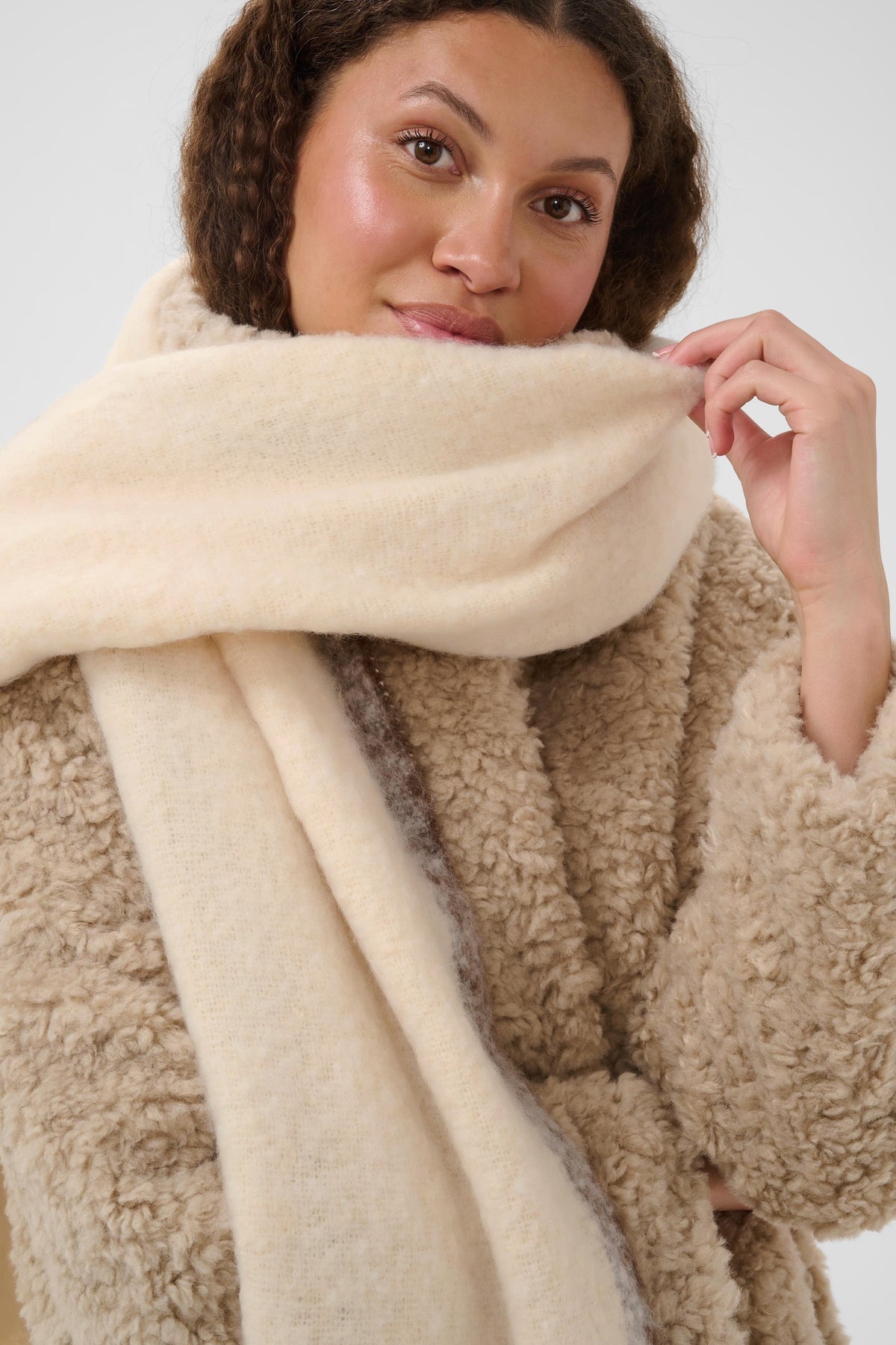 Saint Tropez Selena Scarf - Ice Brown Stripe