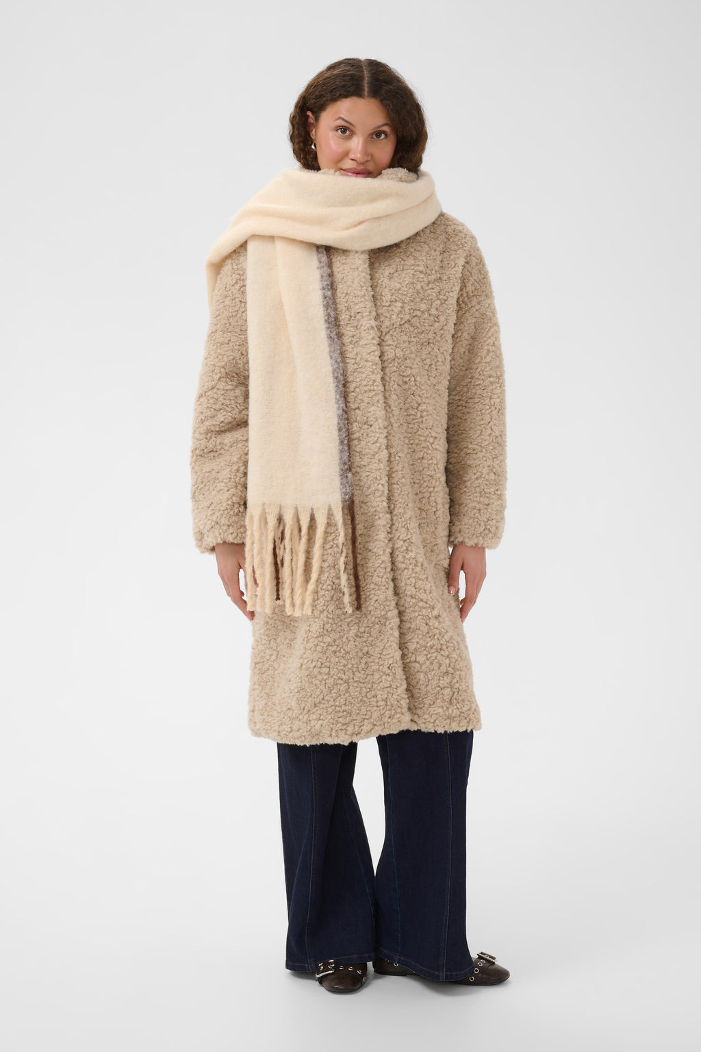 Saint Tropez Selena Scarf - Ice Brown Stripe