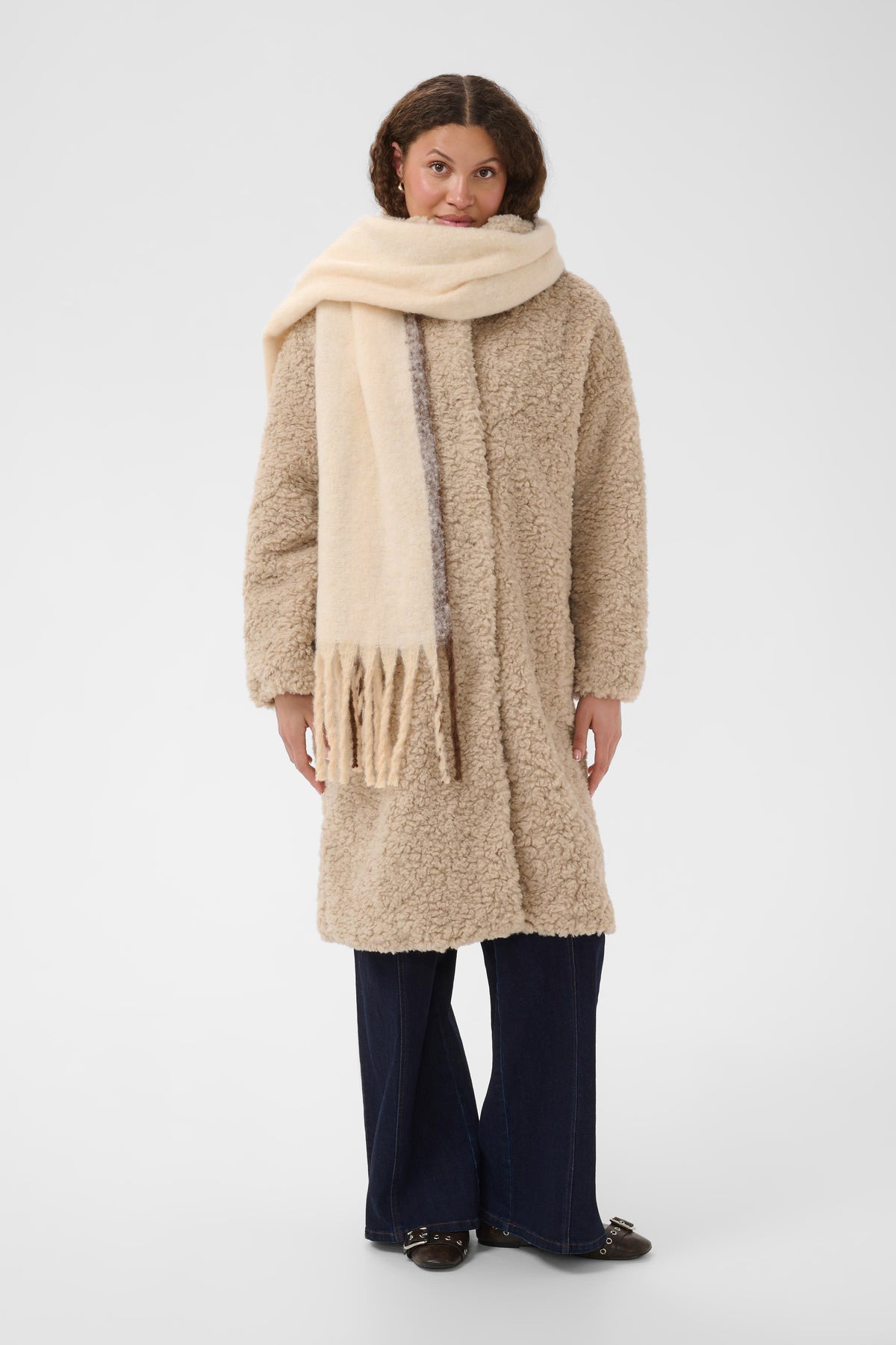 Saint Tropez Selena Scarf - Ice Brown Stripe