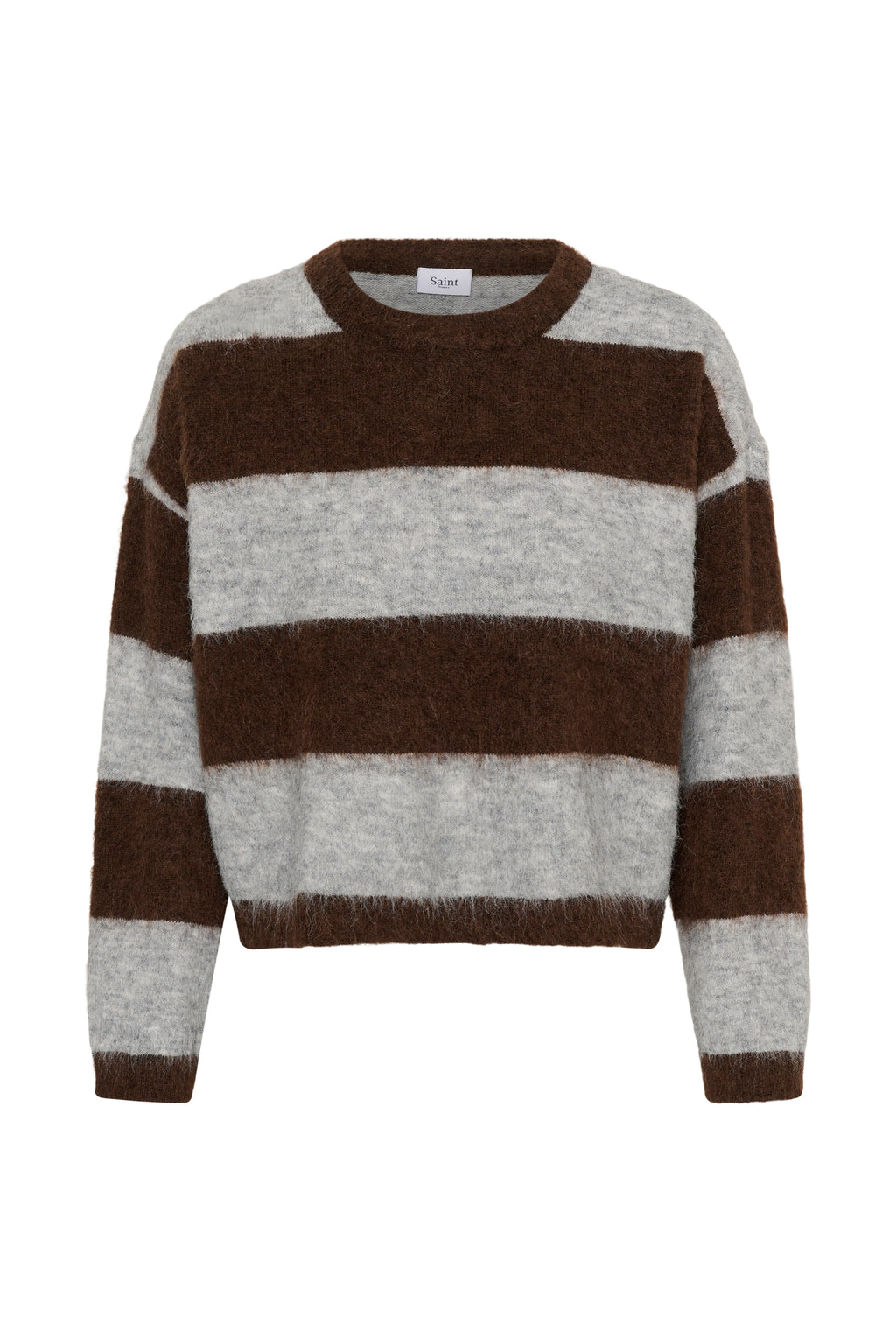 Saint Tropez Tayzie Pullover - Chocolate Grey Melange Stripe