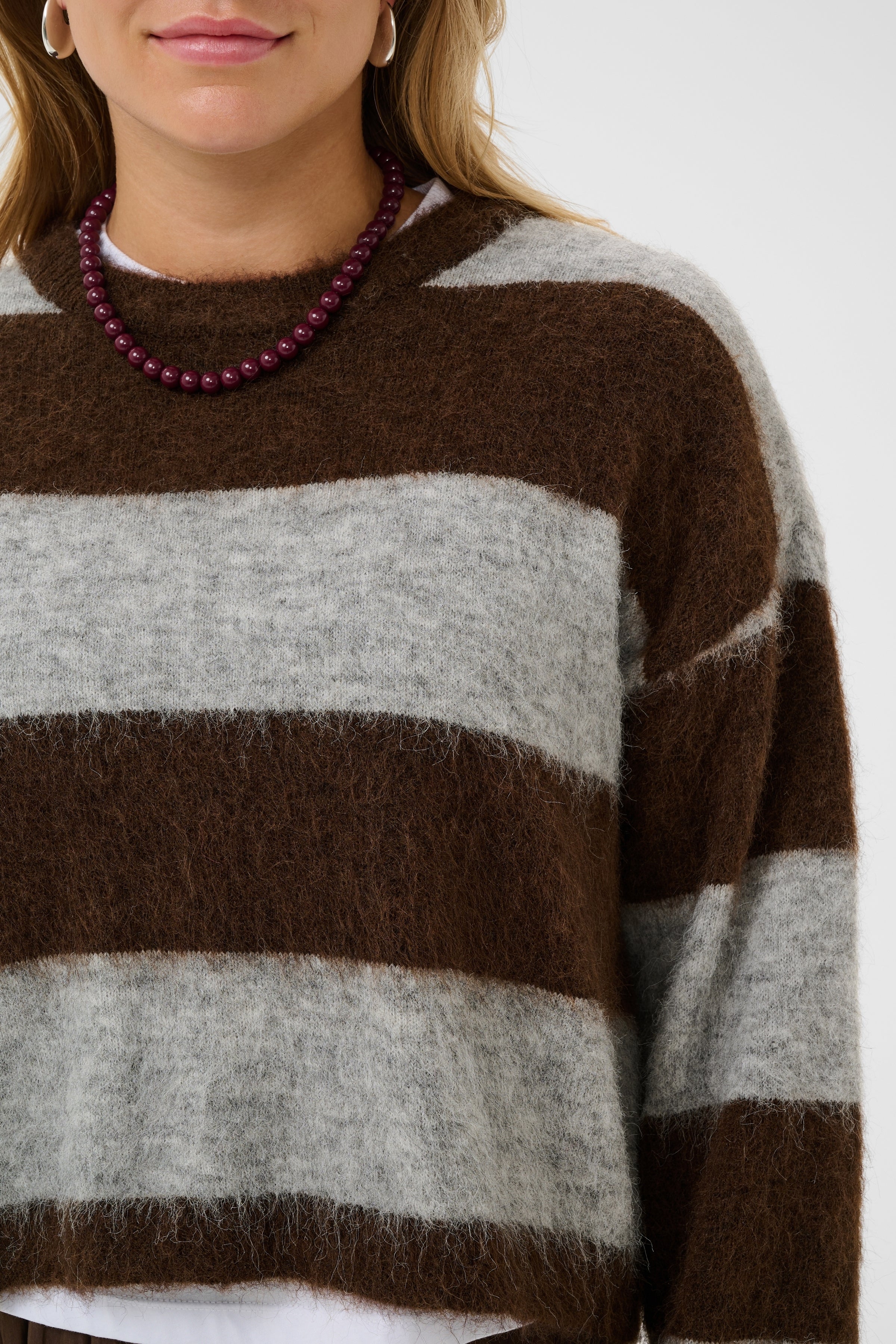 Saint Tropez Tayzie Pullover - Chocolate Grey Melange Stripe