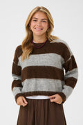 Saint Tropez Tayzie Pullover - Chocolate Grey Melange Stripe