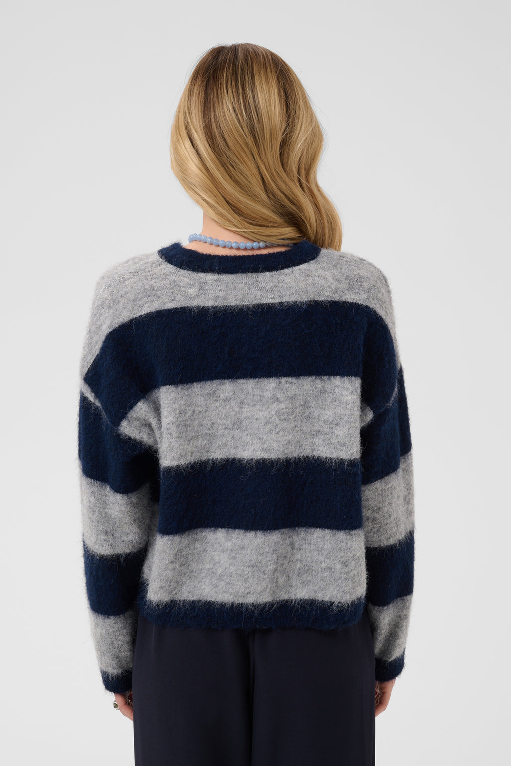 Saint Tropez Tayzie Pullover - Navy Grey Melange Stripe