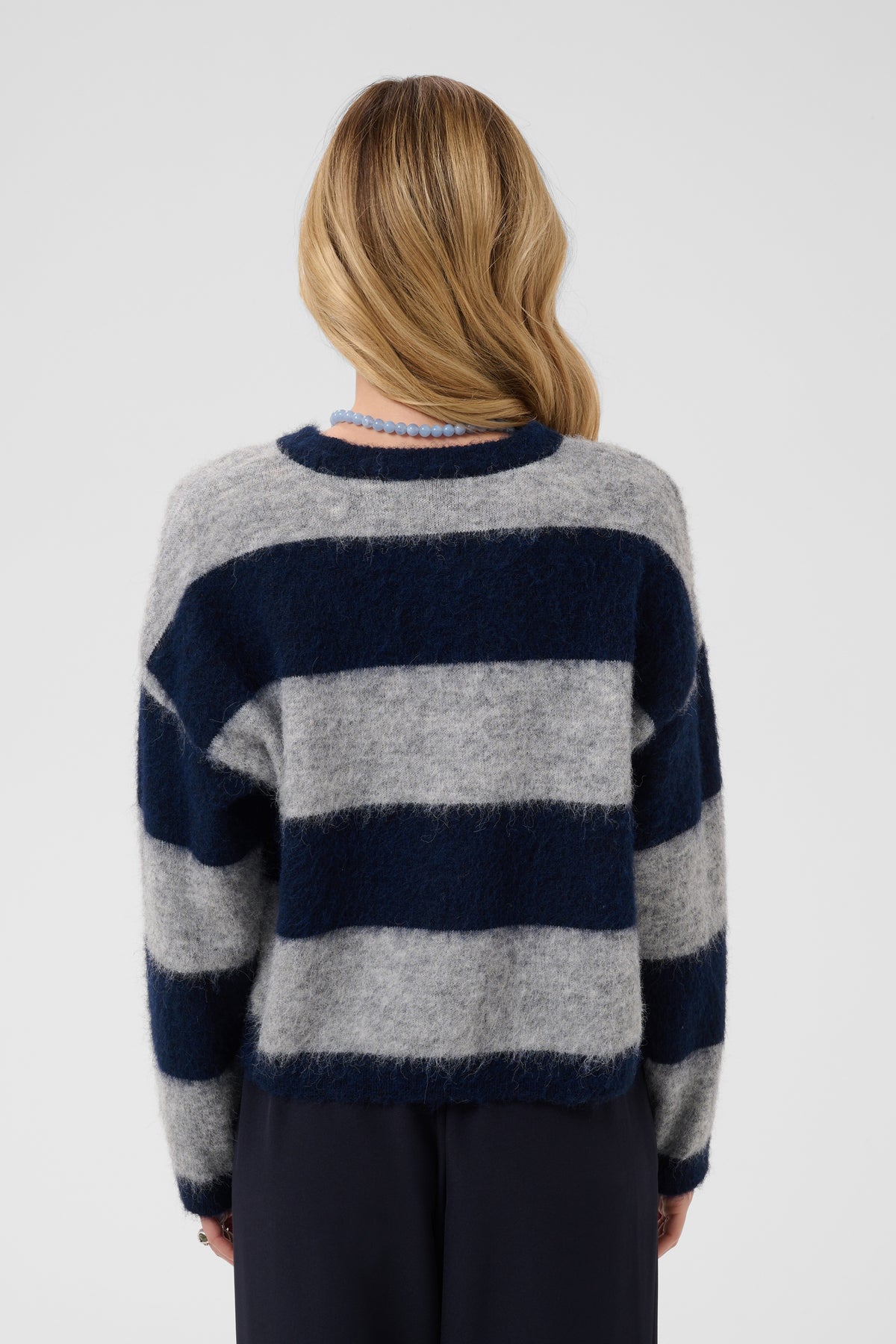 Saint Tropez Tayzie Pullover - Navy Grey Melange Stripe