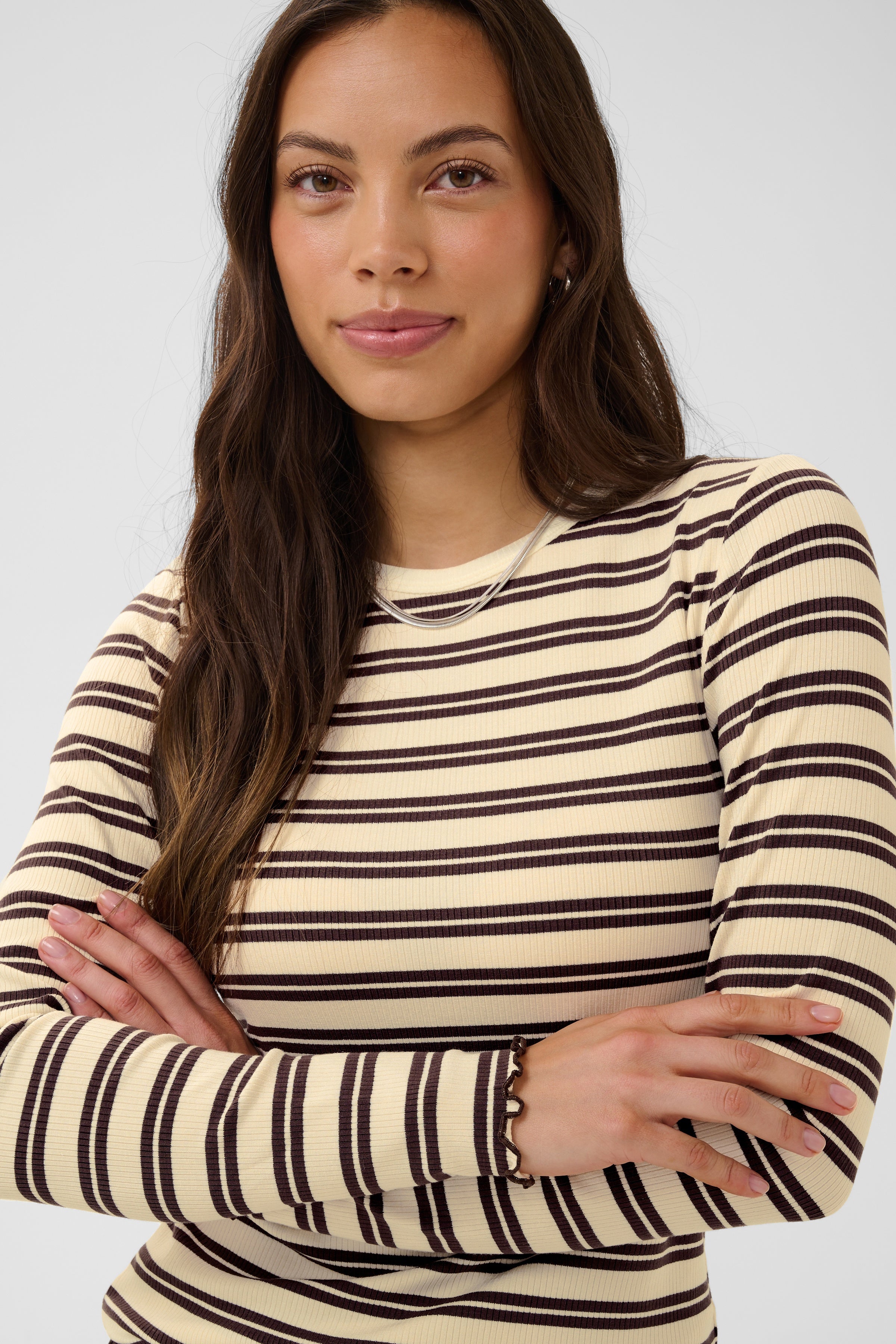 Saint Tropez Olalia T-shirt - Chocolate Brown Ice Stripe