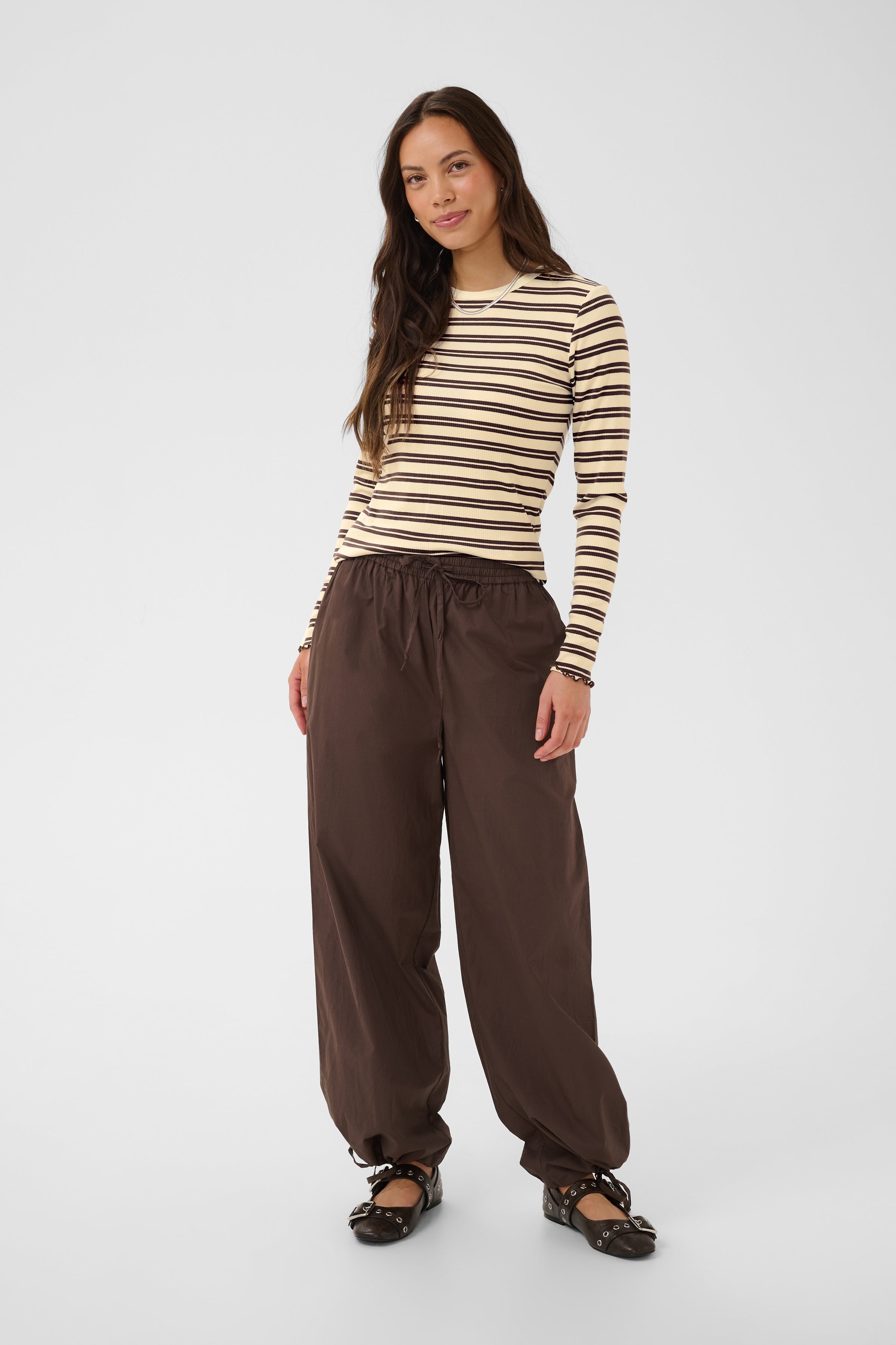 Saint Tropez Olalia T-shirt - Chocolate Brown Ice Stripe