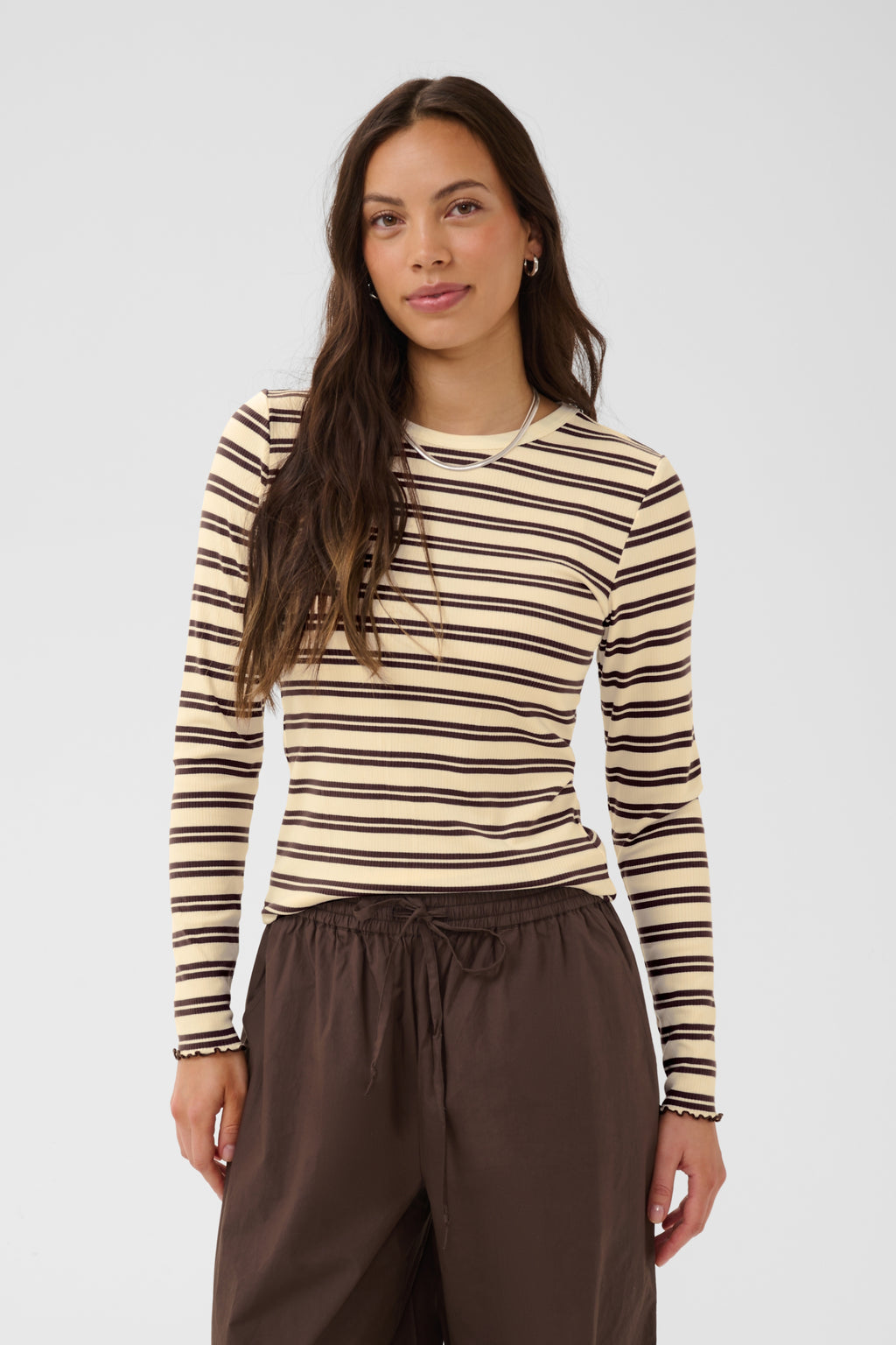 Saint Tropez Olalia T-shirt - Chocolate Brown Ice Stripe