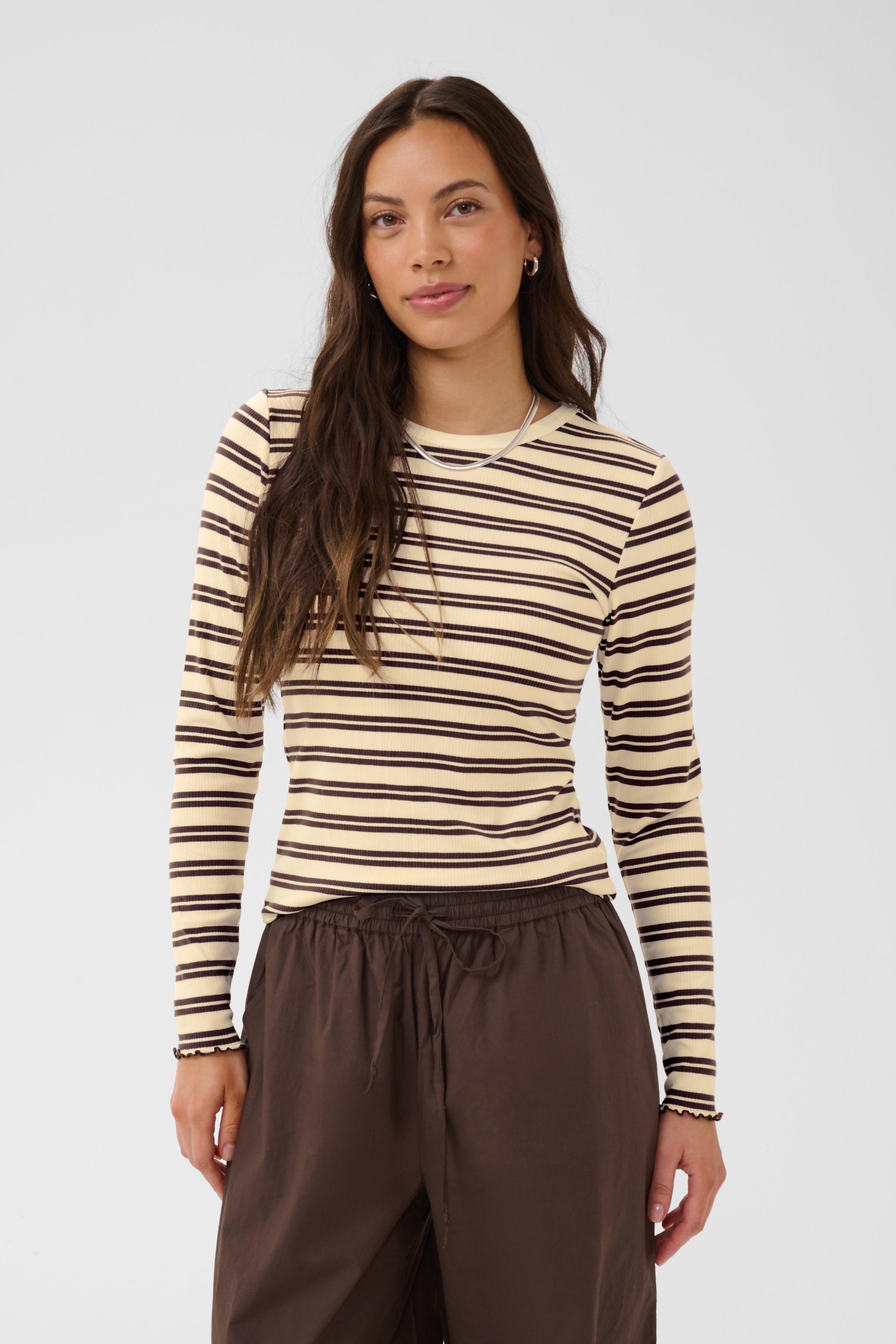 Saint Tropez Olalia T-shirt - Chocolate Brown Ice Stripe