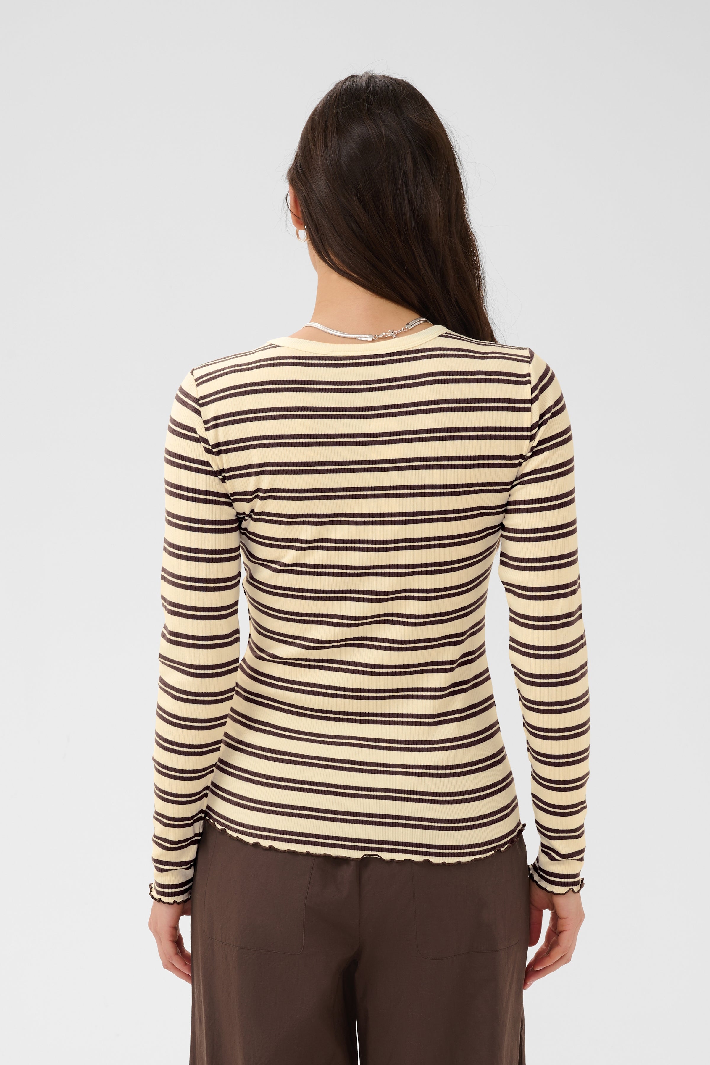 Saint Tropez Olalia T-shirt - Chocolate Brown Ice Stripe
