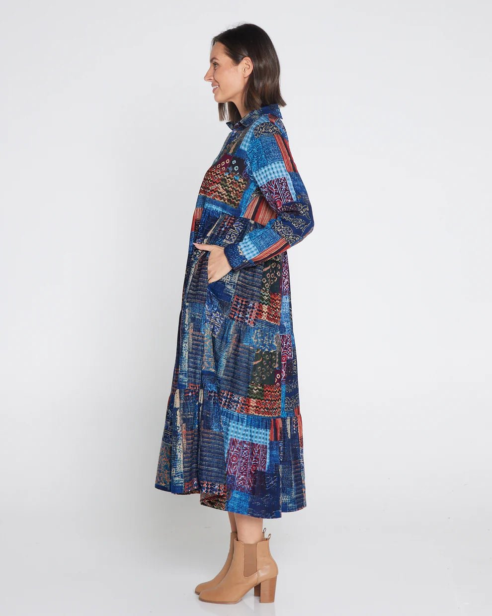 picture of Orientique Collar Maxi Dress Digital Print Cord - California Dreaming - Number Two - womens - fashion - clothing - Orientique 2