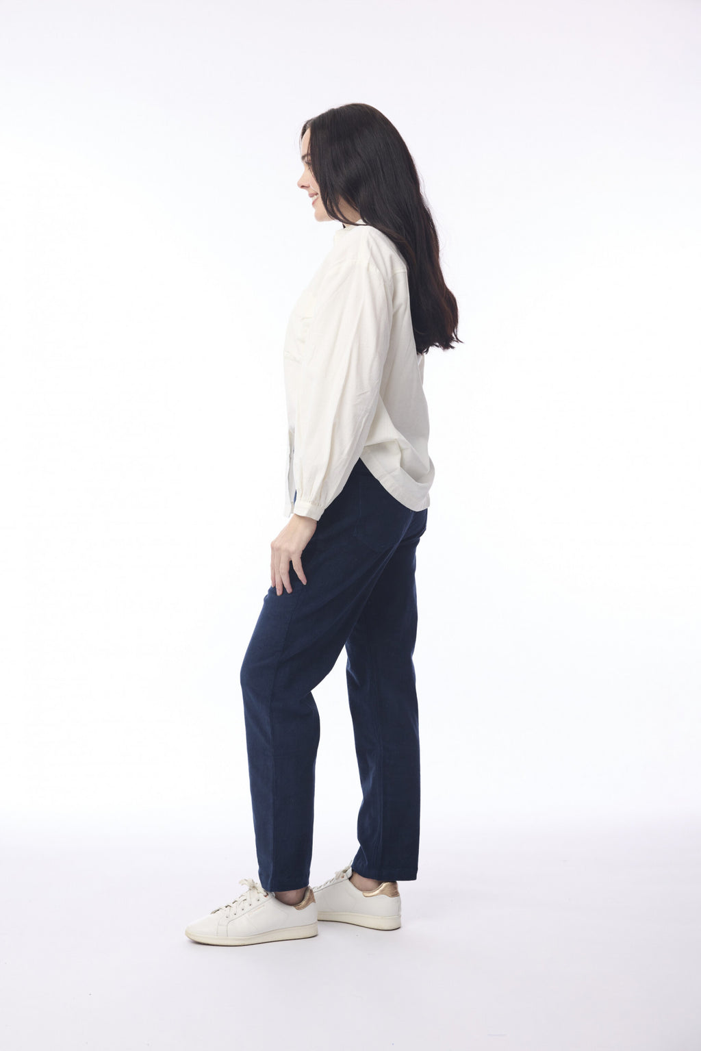 picture of Orientique Cord Slim Trouser - Navy - Number Two - womens - fashion - clothing - Orientique 2