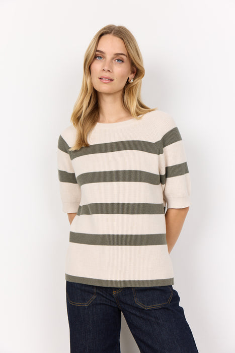 SoyaConcept KANITA STRIPE 19 Pullover Misty Green