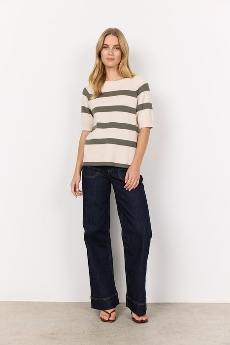 SoyaConcept KANITA STRIPE 19 Pullover Misty Green