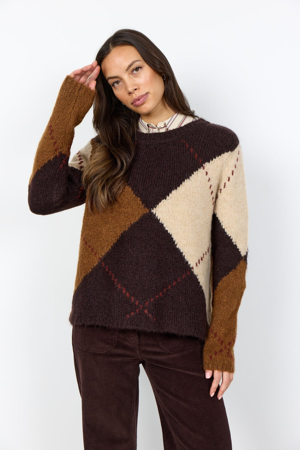 picture of SoyaConcept HACER 2 YD Argyl Pullover - Dark Plum - Number Two - womens - fashion - clothing - SoyaConcept 1