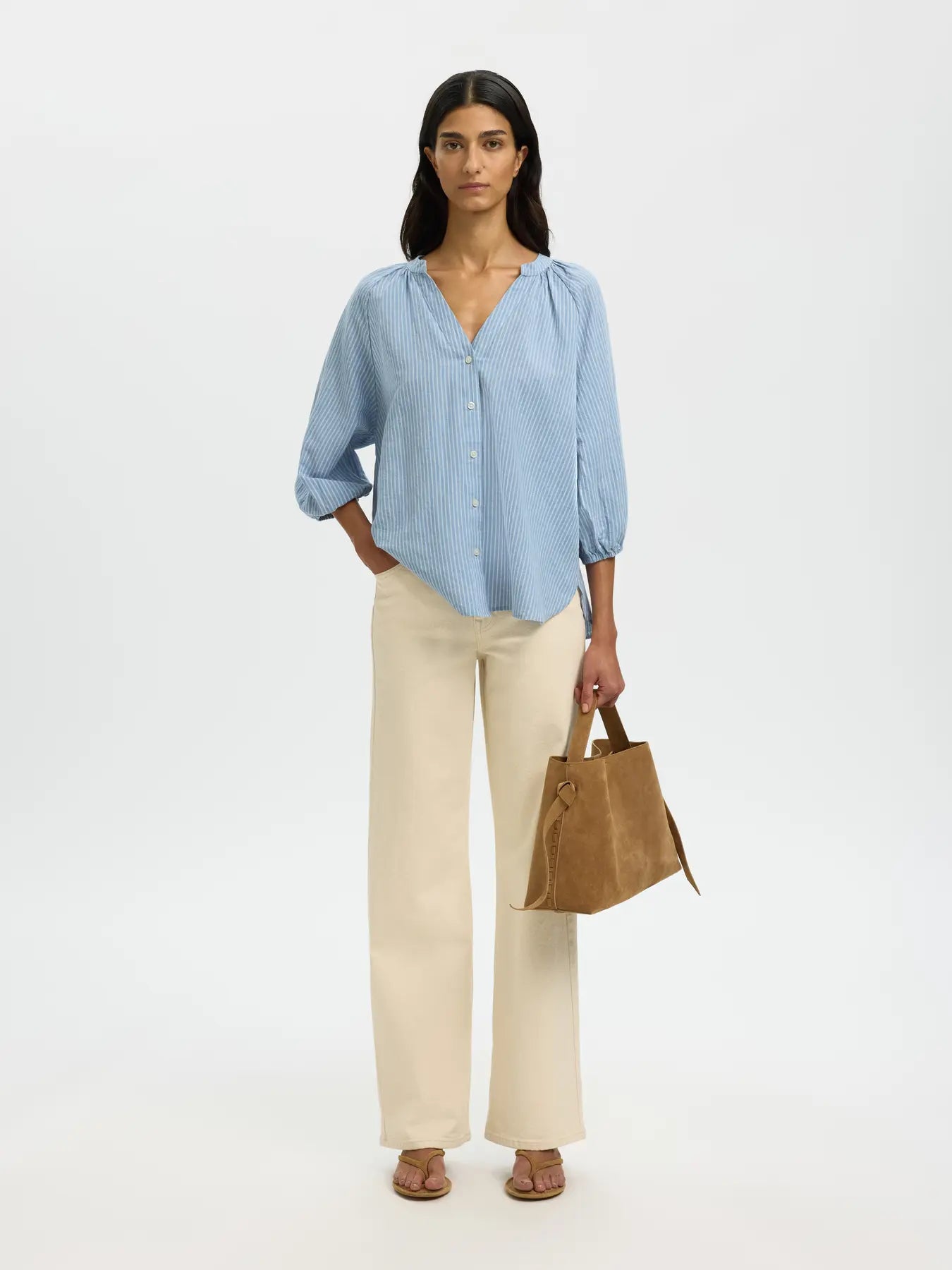 picture of Selected Cleo Alberta Striped Shirt - Dusty Blue/White - Number Two - womens - fashion - clothing - Selected 3