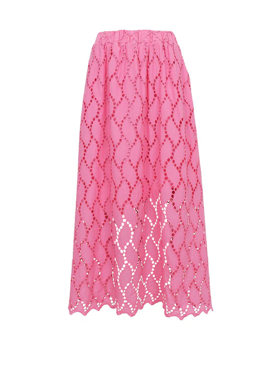Black Colour Freya Cut Out Lace Skirt - Pink