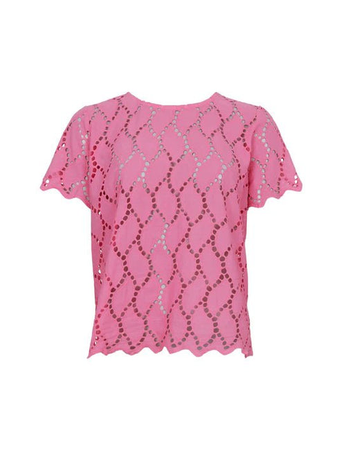 picture of Black Colour Freya Cut Out Lace Tee Blouse - Pink - Number Two - womens - fashion - ethical - clothing - Black Co