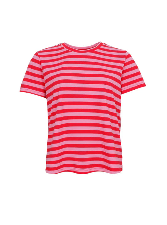 Black Colour MAISY T-Shirt- Pink Stripe