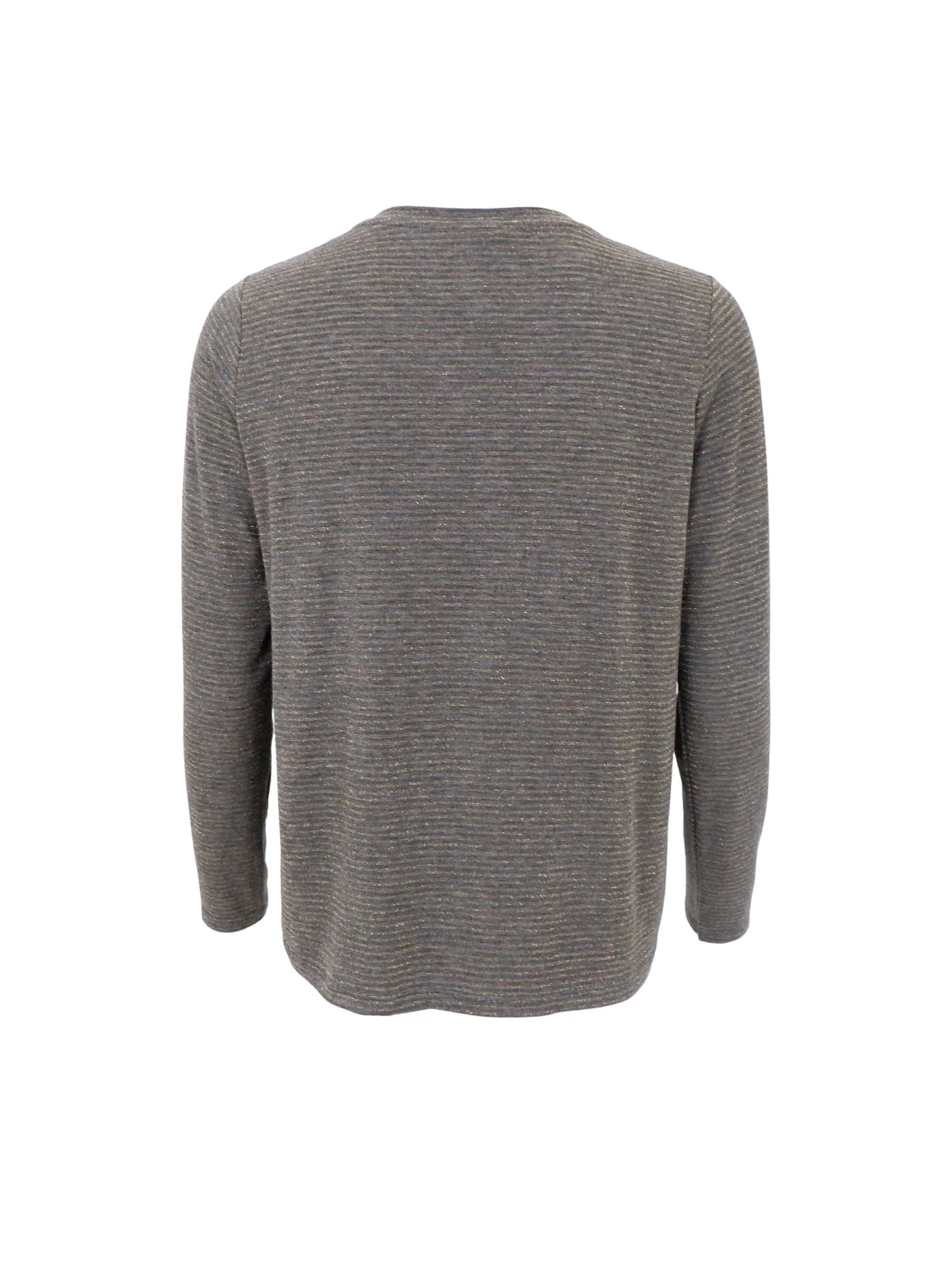 picture of Black Colour FAYE Lurex T-Shirt - Grey/Gold Stripe - Number Two - womens - fashion - clothing - Black Colour 2