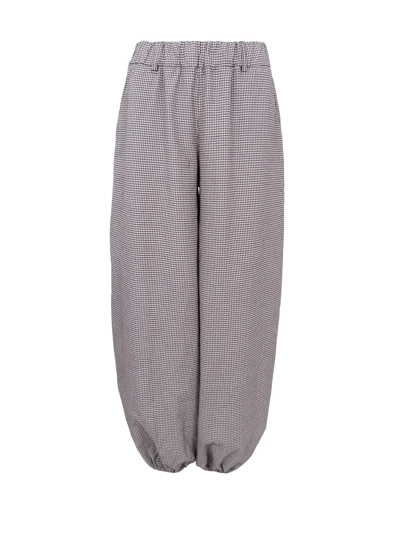 Black Colour MANON Ballon Pant - Coffee Gingham