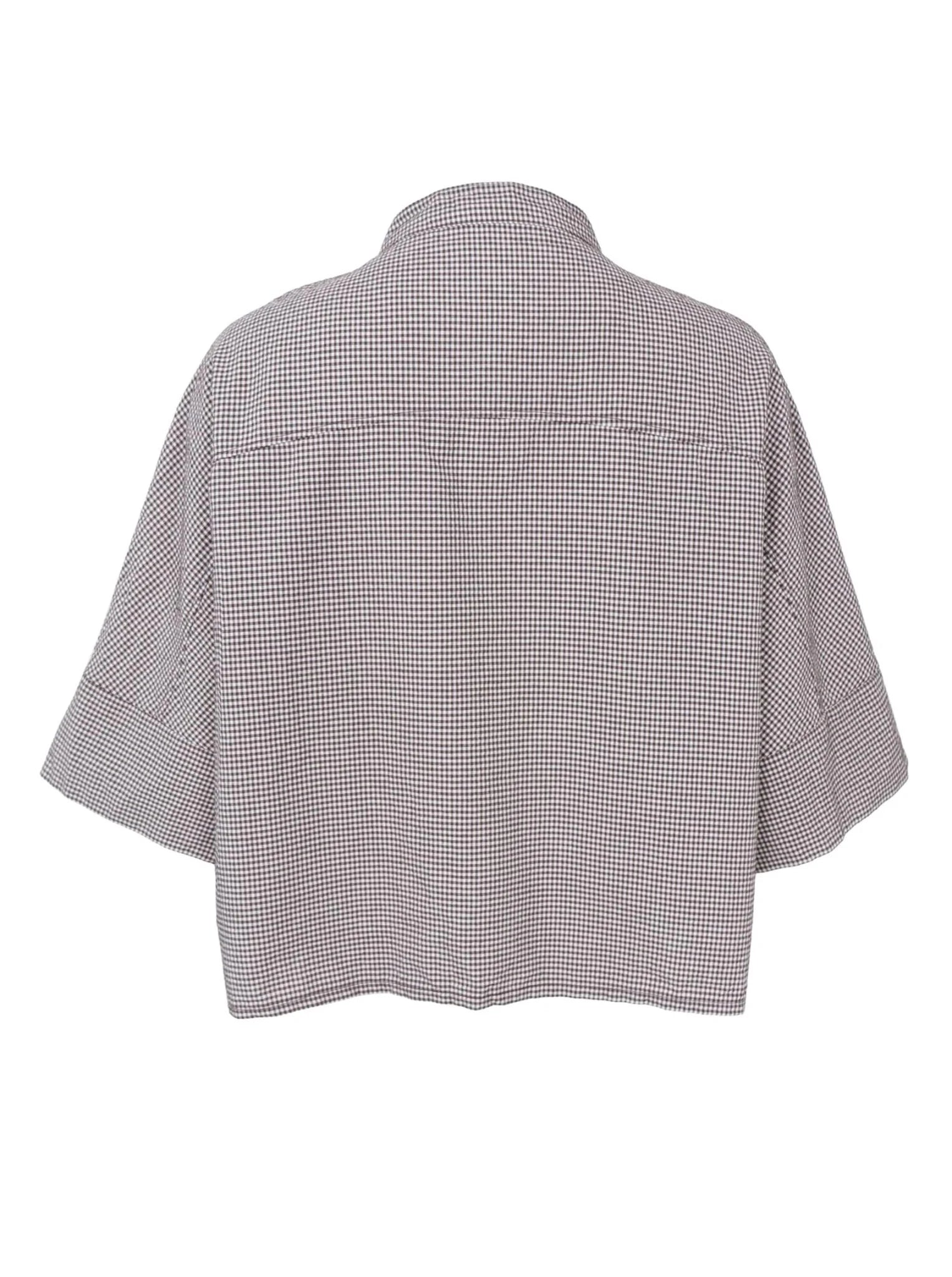 Black Colour MANON Loose Shirt  - Coffee Gingham