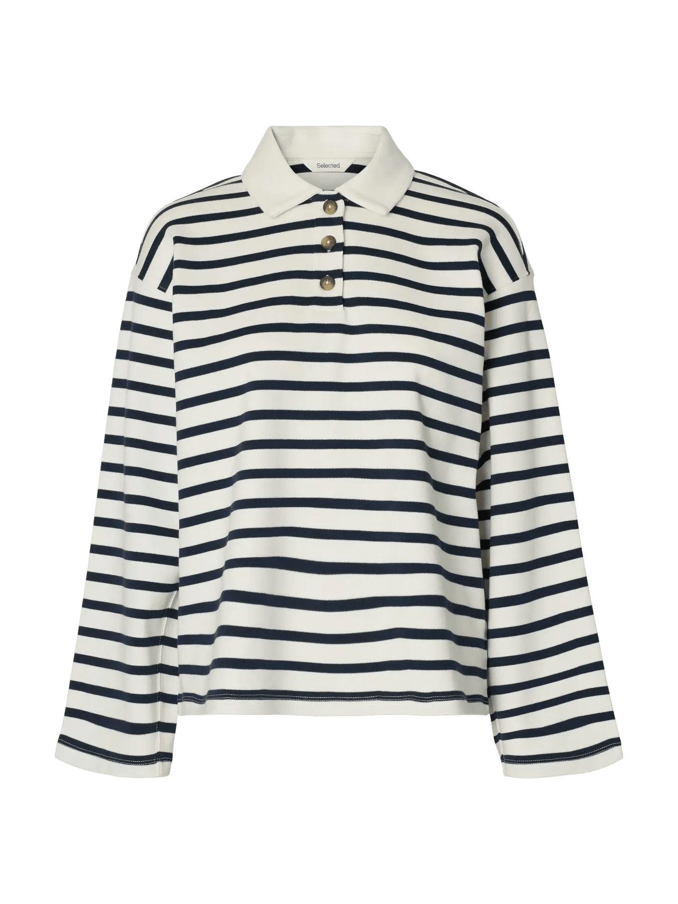picture of Selected ADA LS Striped Collar Top Dark sapphire/Snow White - Number Two - womens - fashion - Selected Femme 1