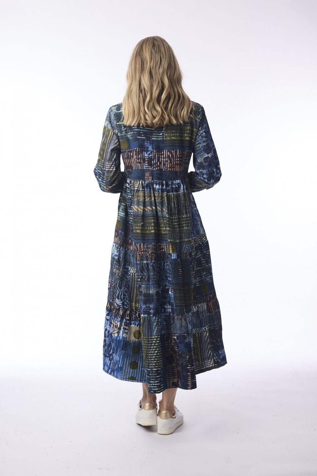 picture of Orientique Isfahan Midi Collar Dress Cord - Blue/Green Print - Number Two - womens - fashion - clothing - Orientique 2