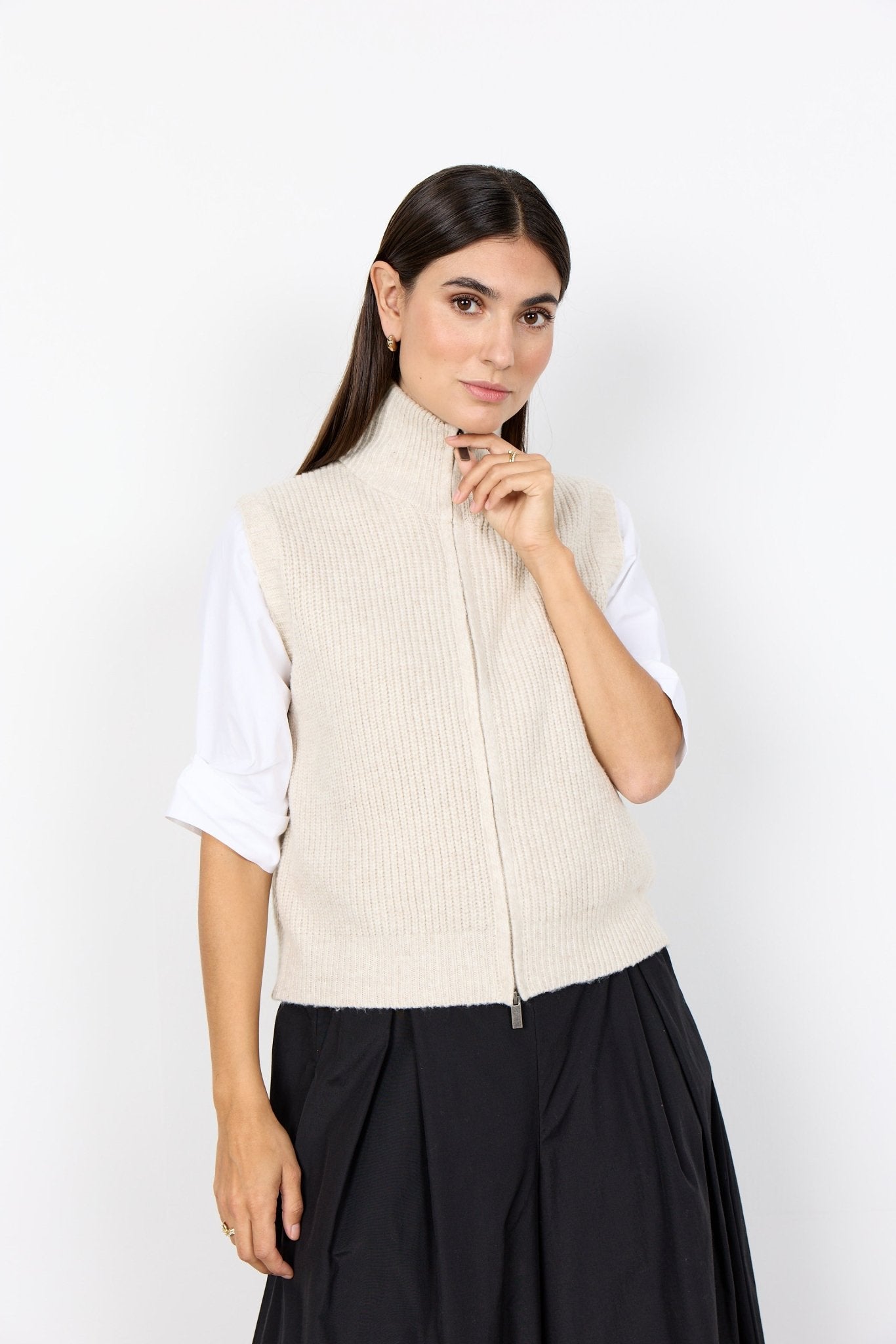 picture of SoyaConcept GITH 1 Waistcoat Knit - Cream Melange - Number Two - womens - fashion - clothing - SoyaConcept 1