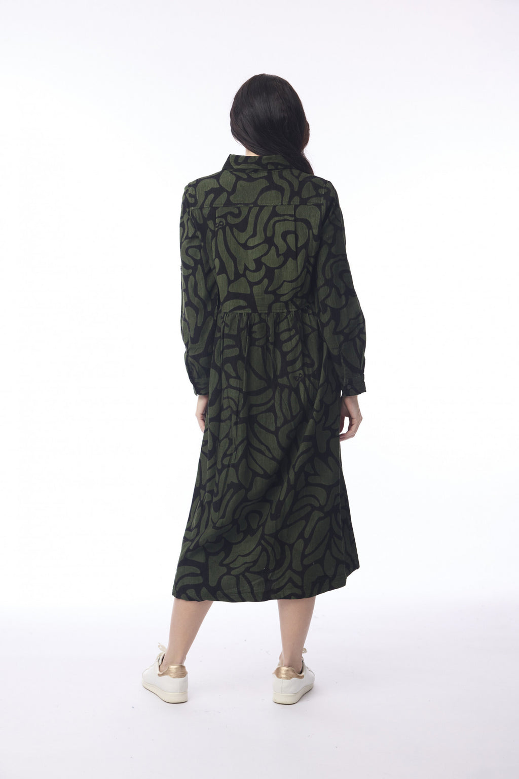 picture of Orientique Congo Midi Dress Cord - Khaki/Black Print - Number Two - womens - fashion - clothing - Orientique 3