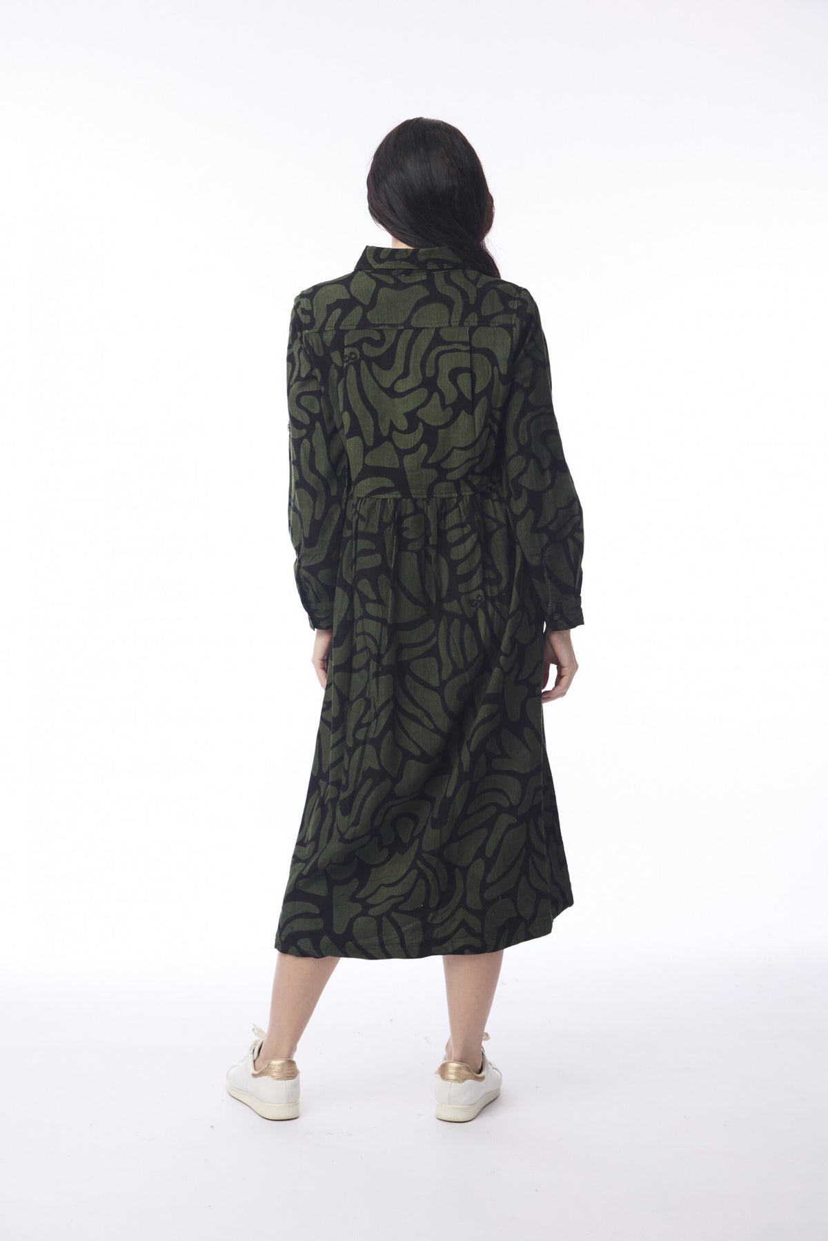 picture of Orientique Congo Midi Dress Cord - Khaki/Black Print - Number Two - womens - fashion - clothing - Orientique 3