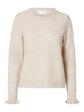 picture of Selected Femme Lulu Long Sleeve Frill Cuff Knit - Birch Melange - Number Two - womens  clothing - Selected Femme 1