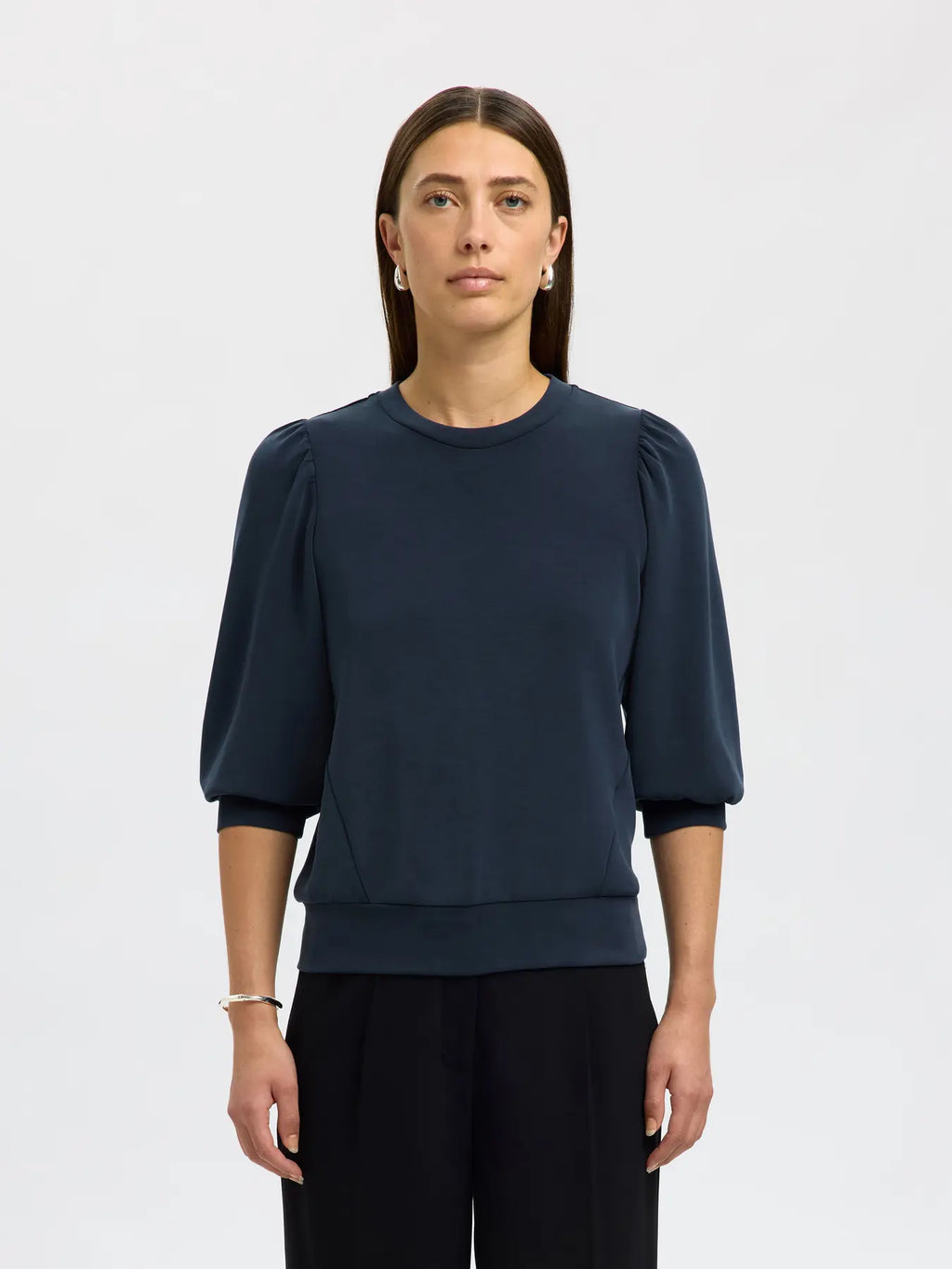 picture of Selected Tenny 3/4 Sweat Top - Dark Sapphire - Number Two - womens - fashion - clothing - Selected Femme 1