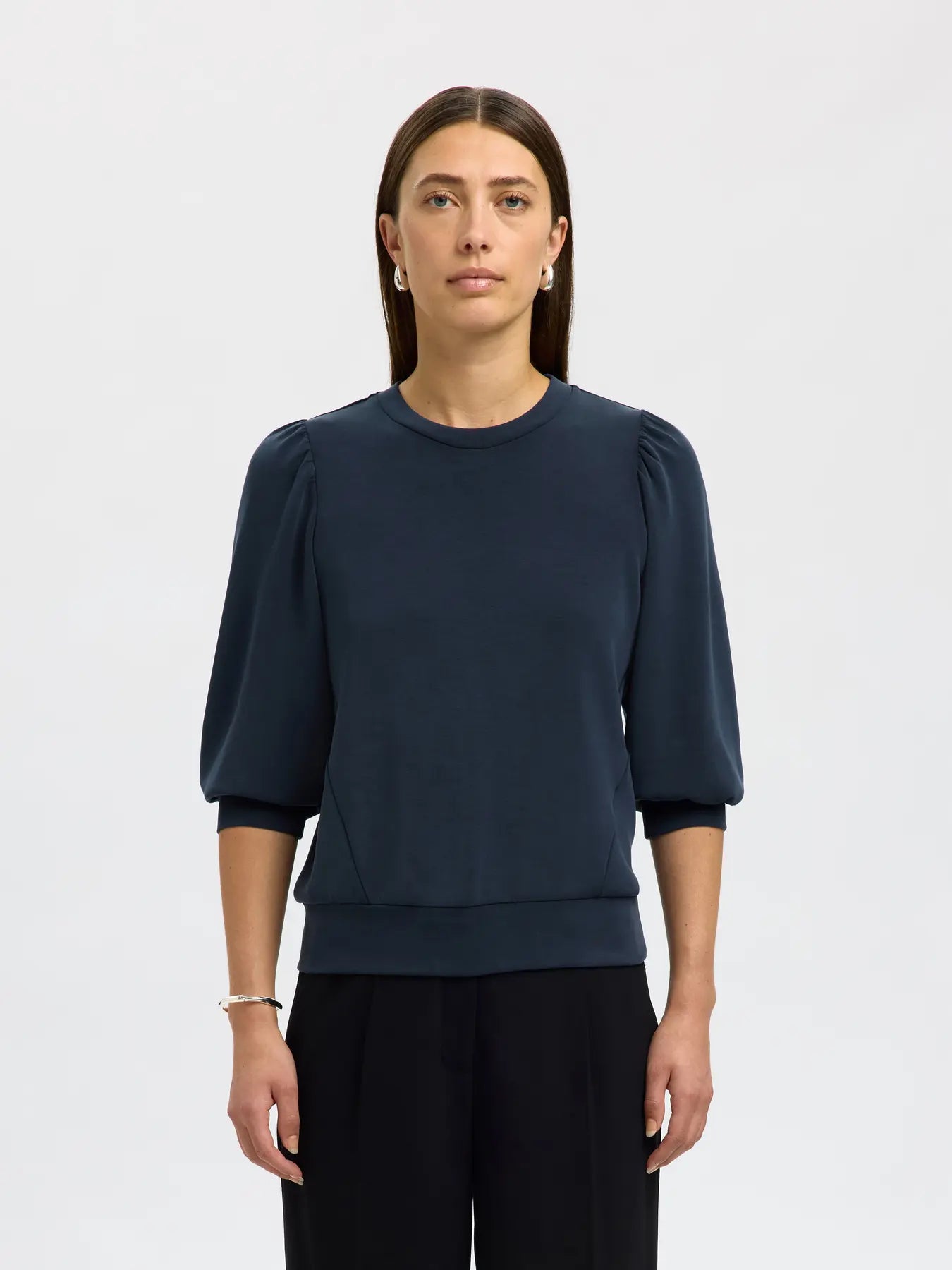 picture of Selected Tenny 3/4 Sweat Top - Dark Sapphire - Number Two - womens - fashion - clothing - Selected Femme 1
