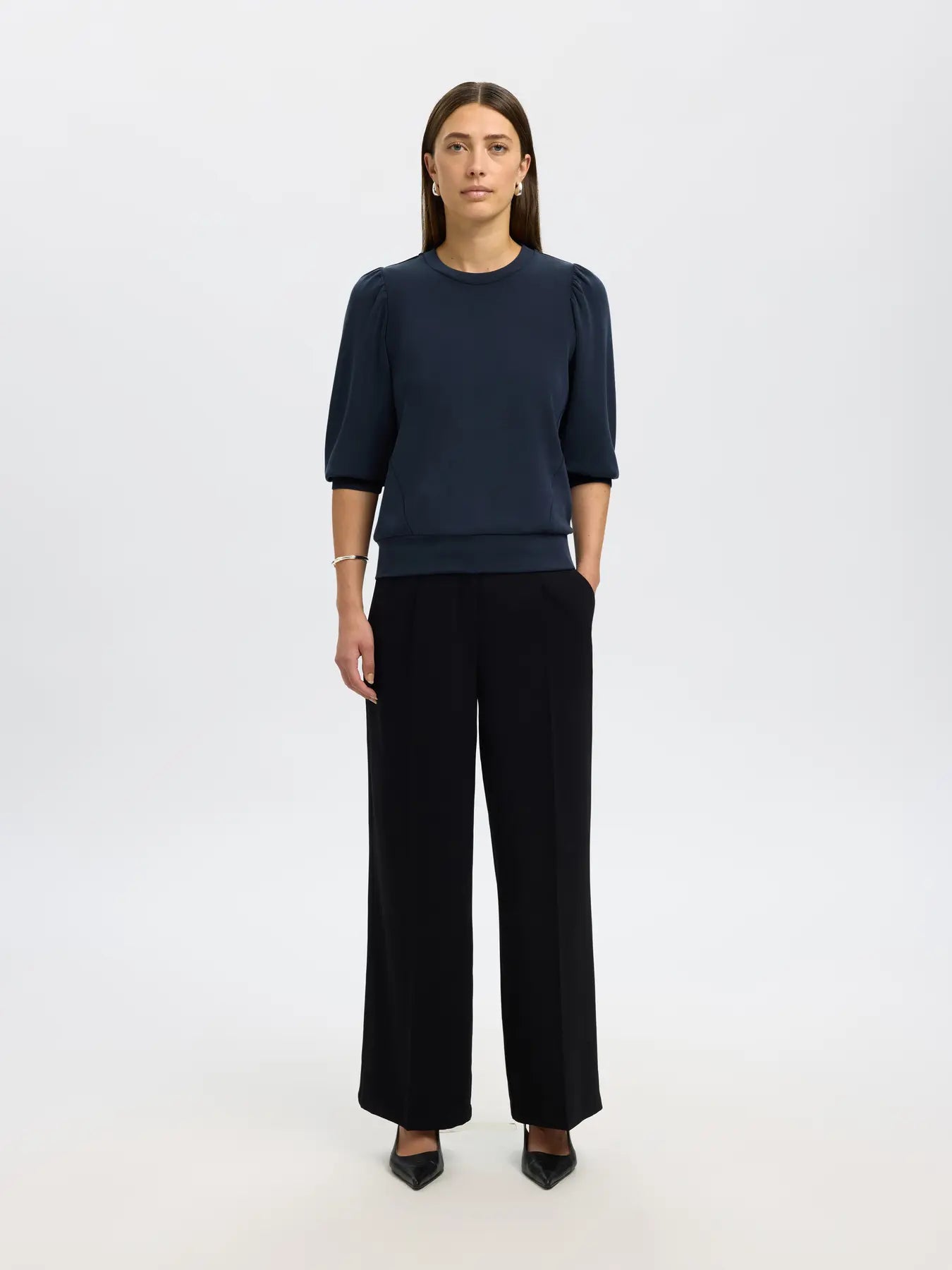 picture of Selected Tenny 3/4 Sweat Top - Dark Sapphire - Number Two - womens - fashion - clothing - Selected Femme 6