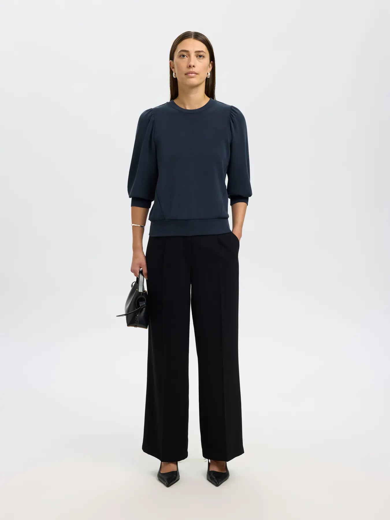 picture of Selected Tenny 3/4 Sweat Top - Dark Sapphire - Number Two - womens - fashion - clothing - Selected Femme 5