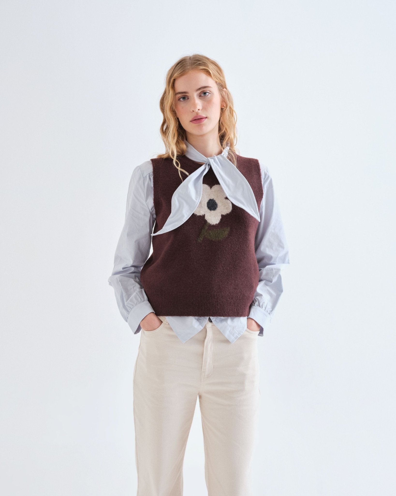 picture of Compania Fantastica 10236 Big Flower Vest - Brown - Number Two - womens - fashion - clothing - Compania Fantastica 1