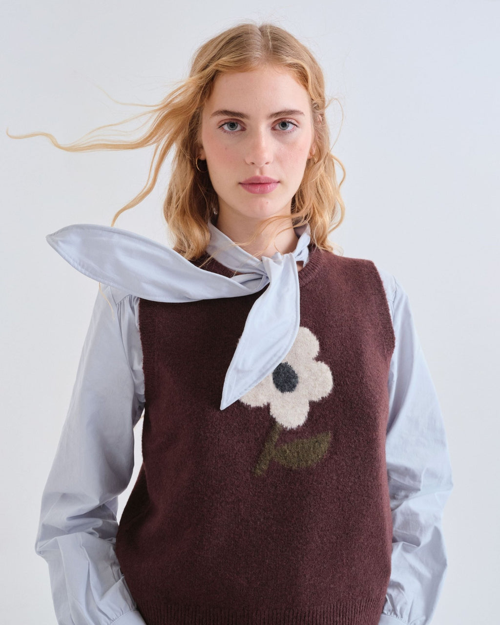 picture of Compania Fantastica 10236 Big Flower Vest - Brown - Number Two - womens - fashion - clothing - Compania Fantastica 3