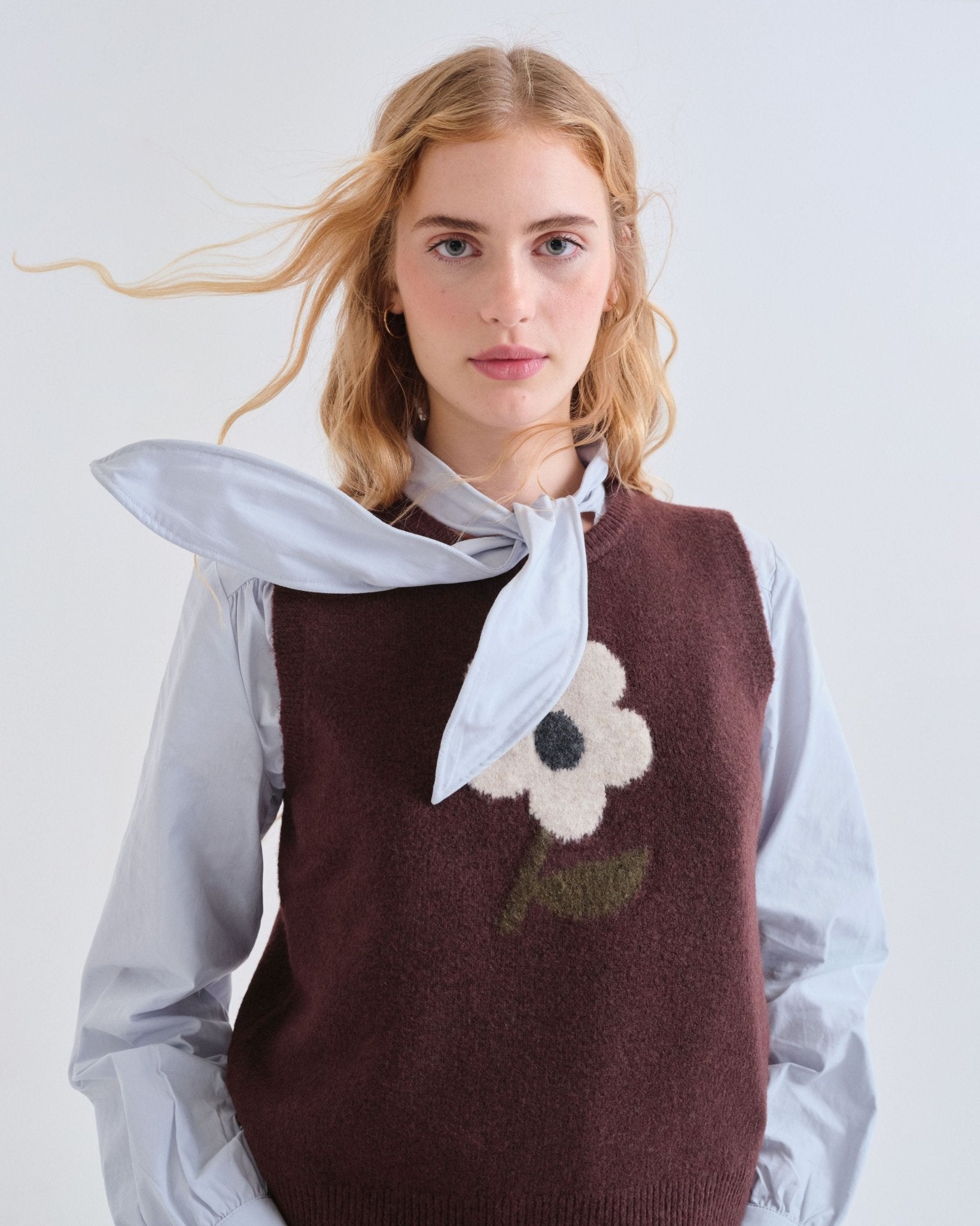 picture of Compania Fantastica 10236 Big Flower Vest - Brown - Number Two - womens - fashion - clothing - Compania Fantastica 3