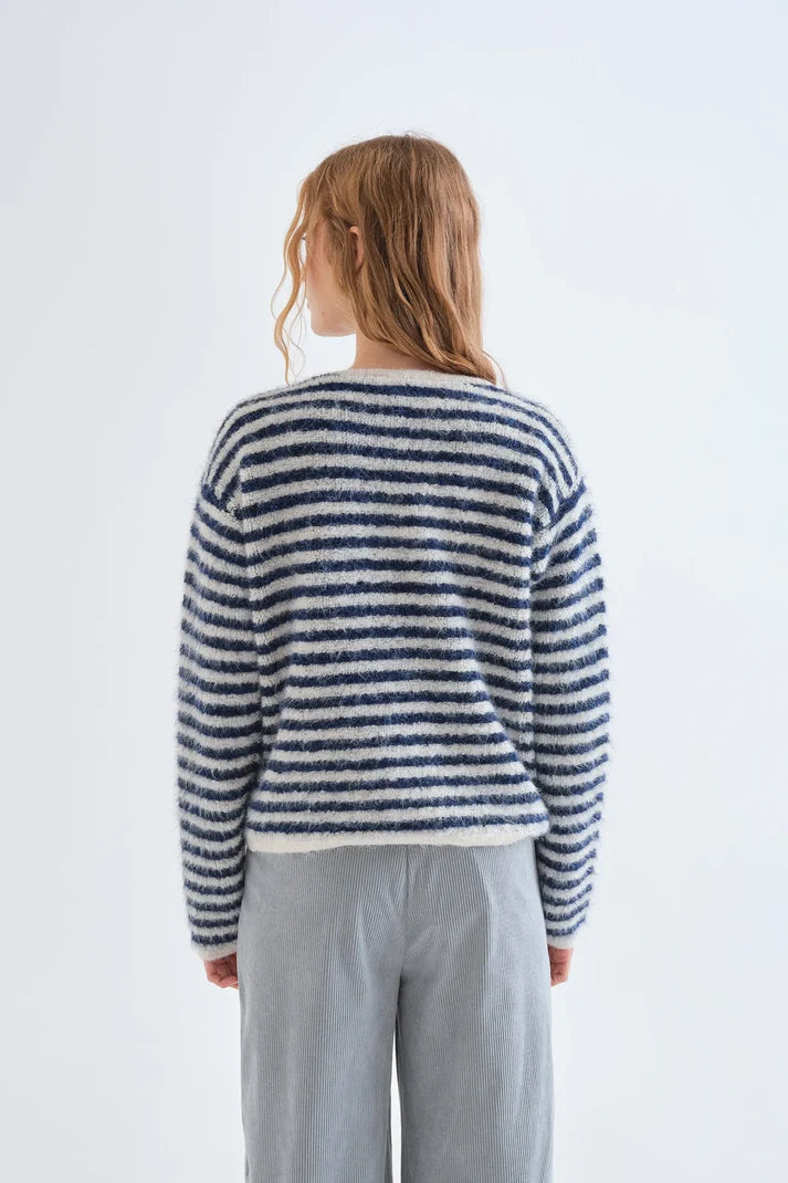Compania Fantastica 10237 Stripe Cardigan - Blue/White